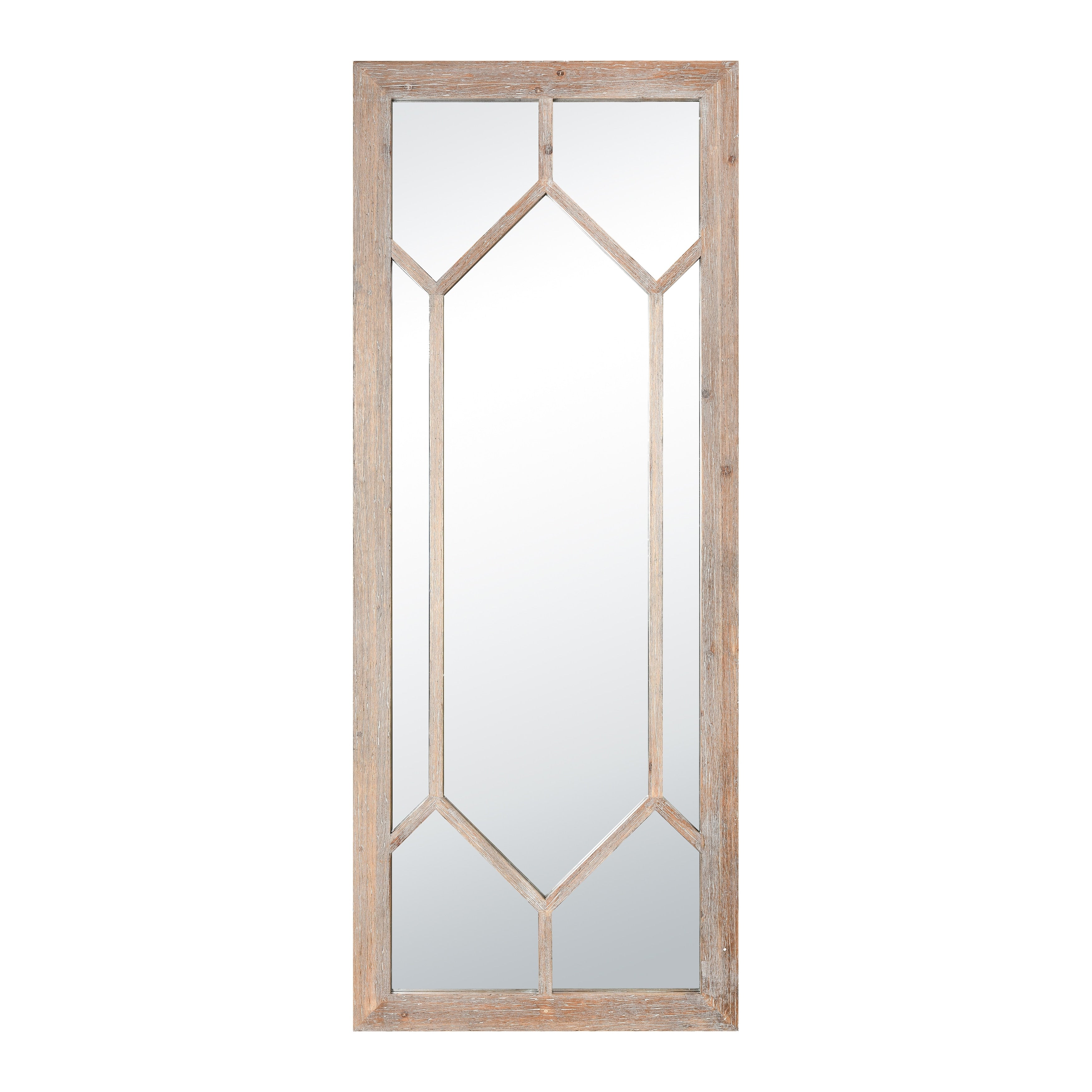Atlas Hargen Overscaled Wooden Lattice Wall Mirror 71 Inch High