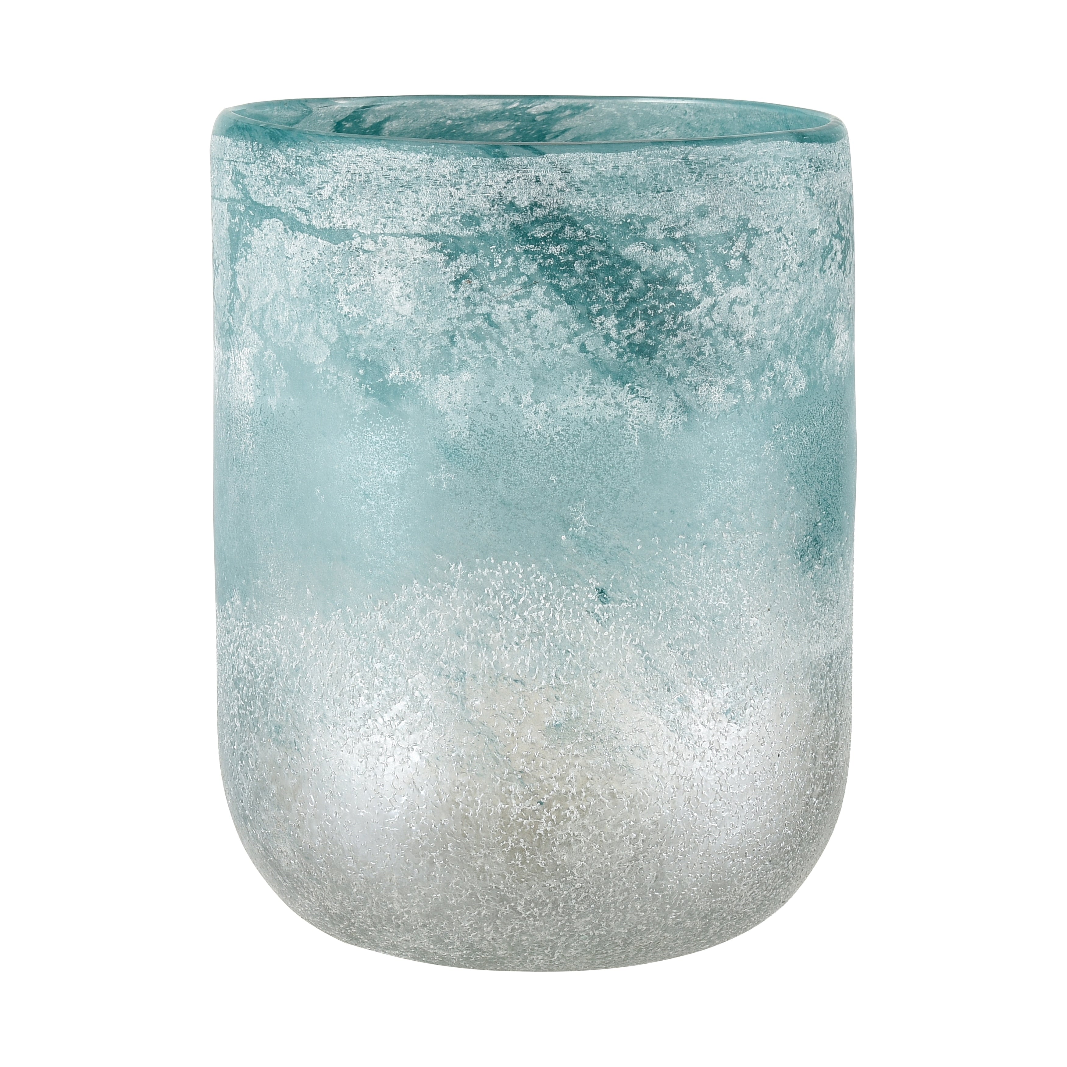Atlas Haweswater Frosted Turquoise And White Glass Vase
