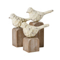 Atlas Higgins Set Of 3 Carved Fir Wood And Metal Birds