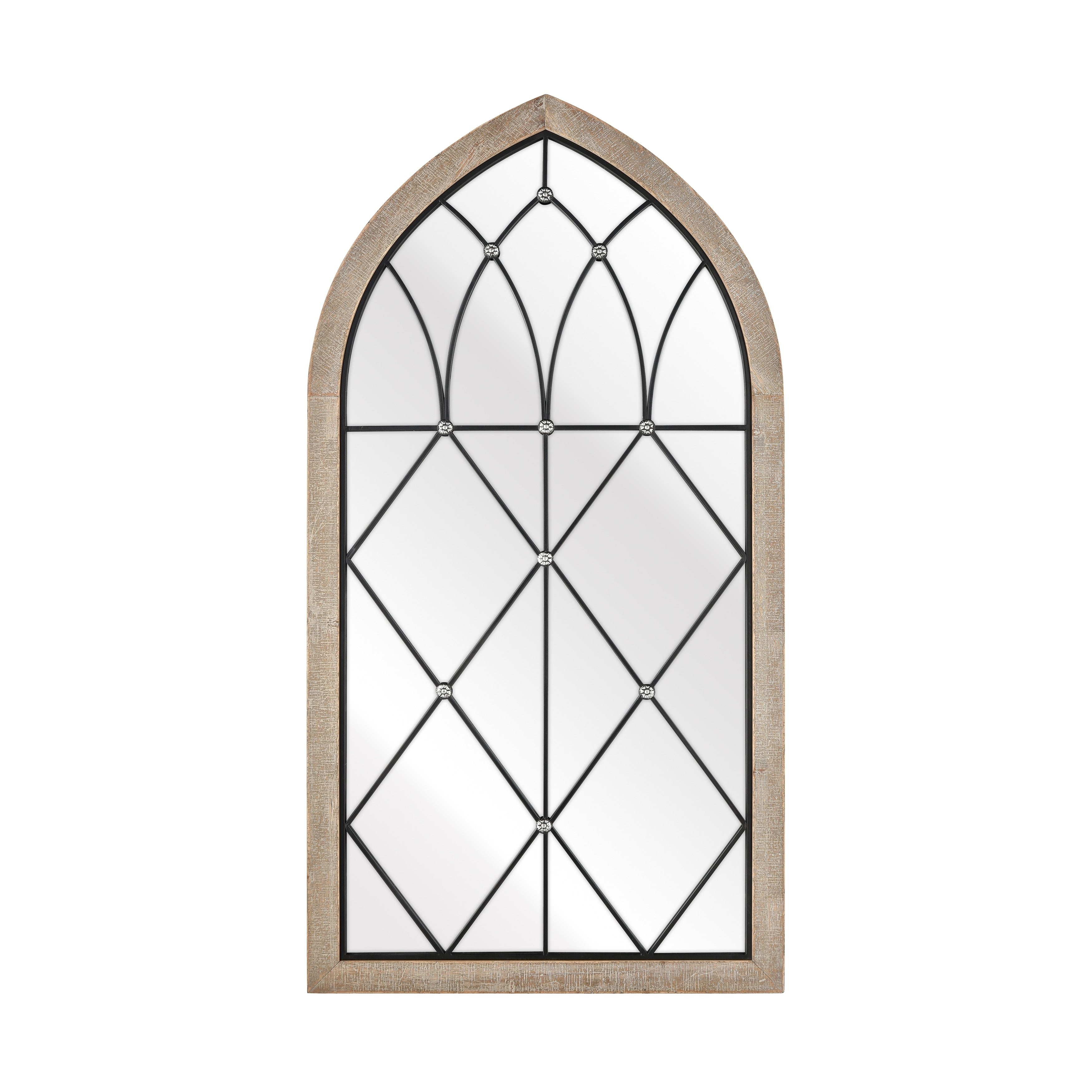 Atlas Irya Tudor Style Wood Framed Wall Mirror 49.75 Inch High