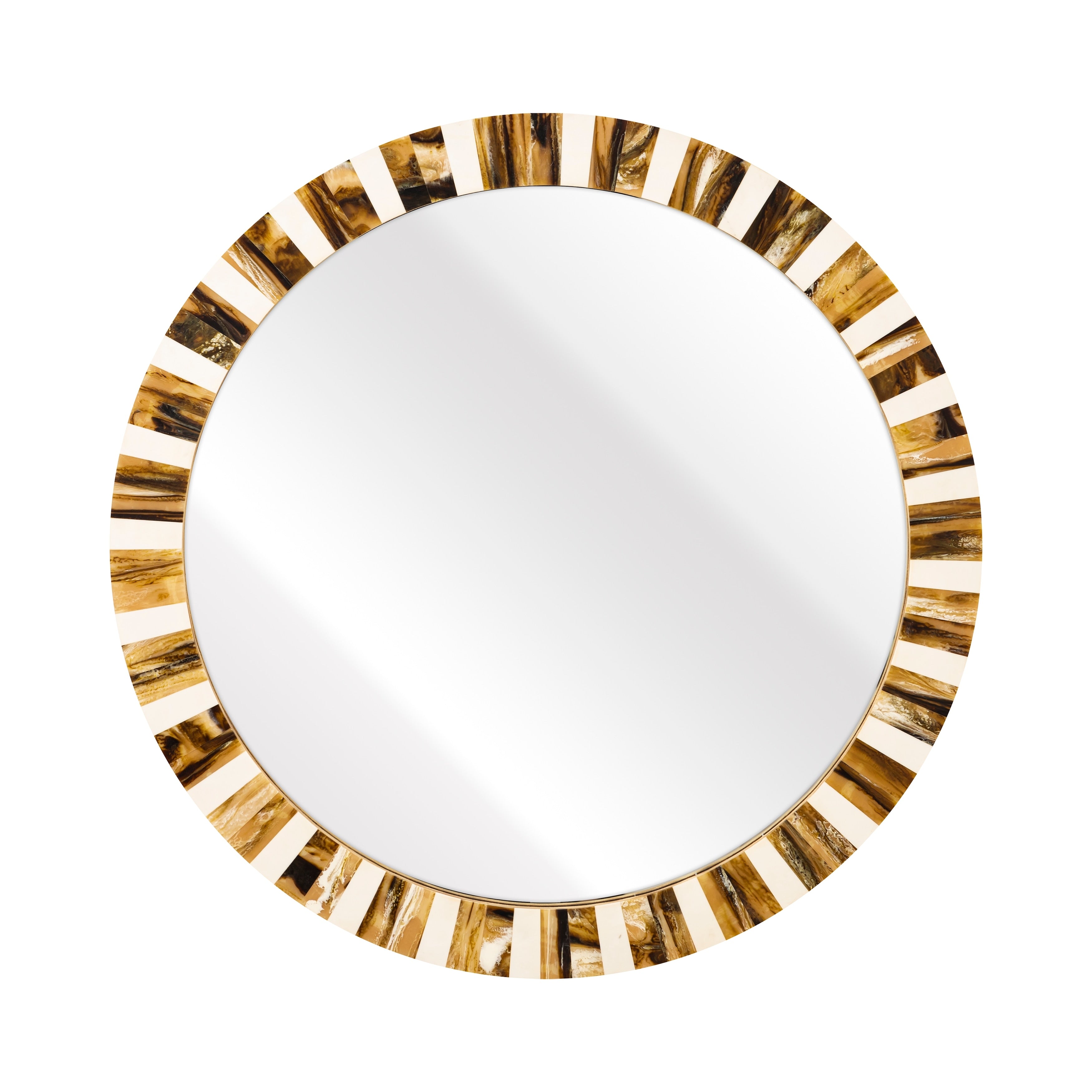 Atlas Jimma Round Horn And Composite Inlaid Mirror 30 Inch High