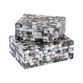 Atlas Keshi Set Of 2 Mother Of Pearl Rectangular Storage Boxes Set Of 2