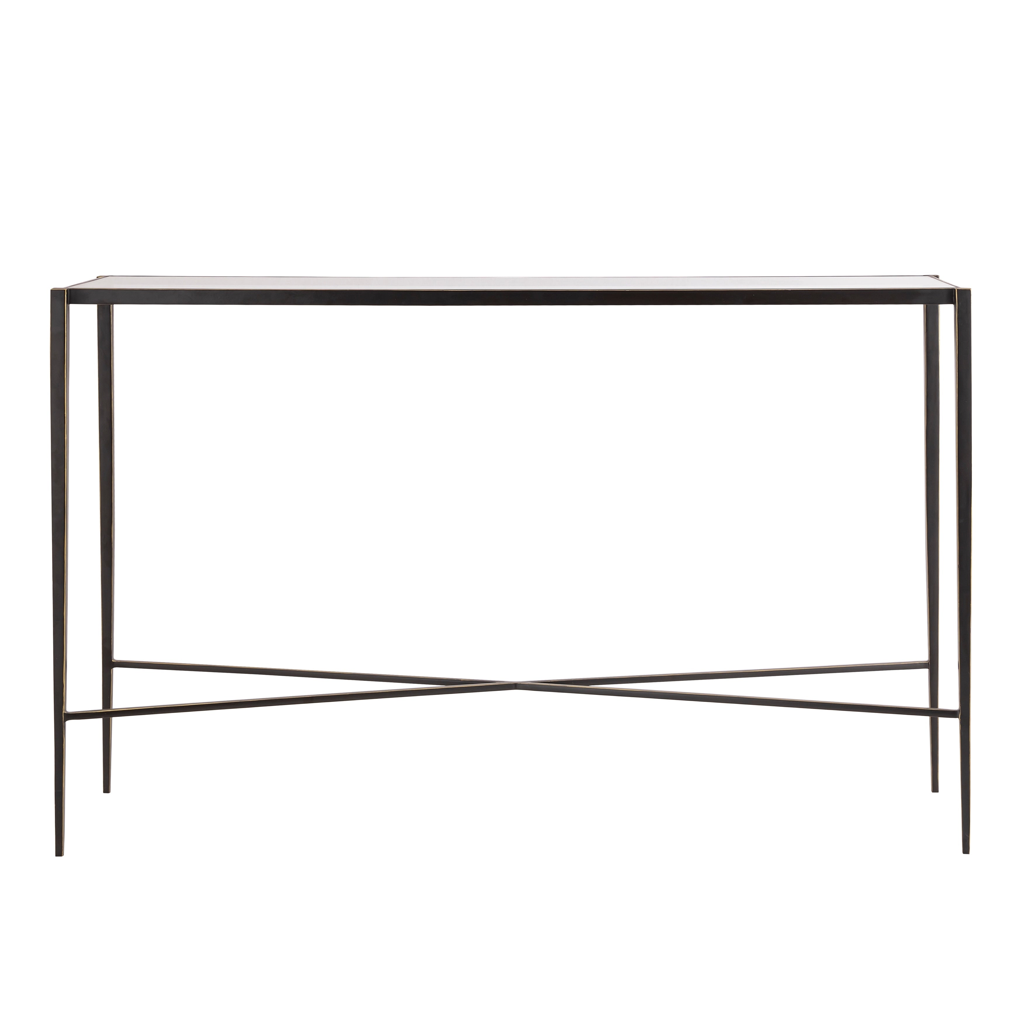 Atlas Leon Metal Legged Glass Top Console Table 54 Inch W