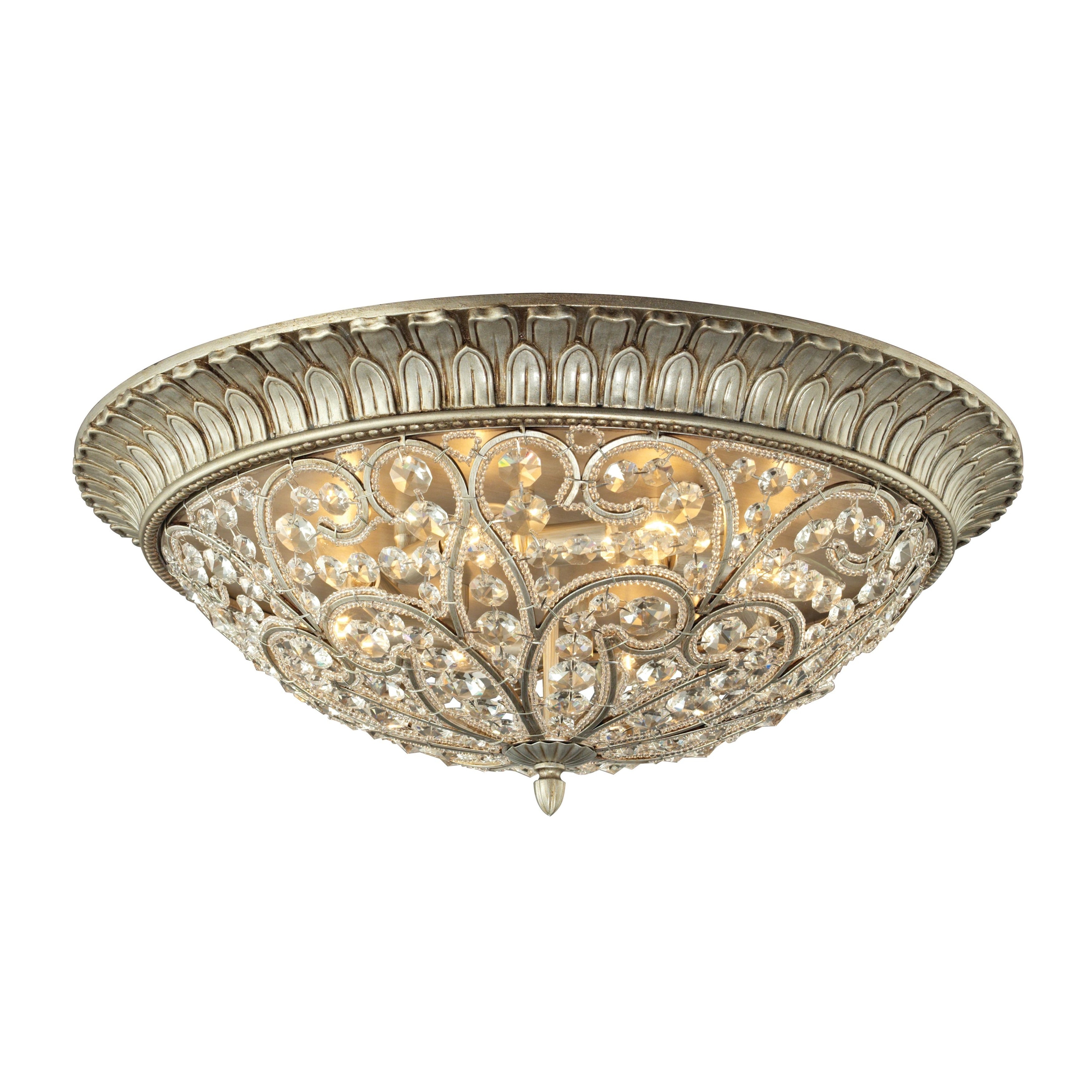 Atlas Lighting Andalusia Filigree Crystal Flush Mount 24 Inch Wide