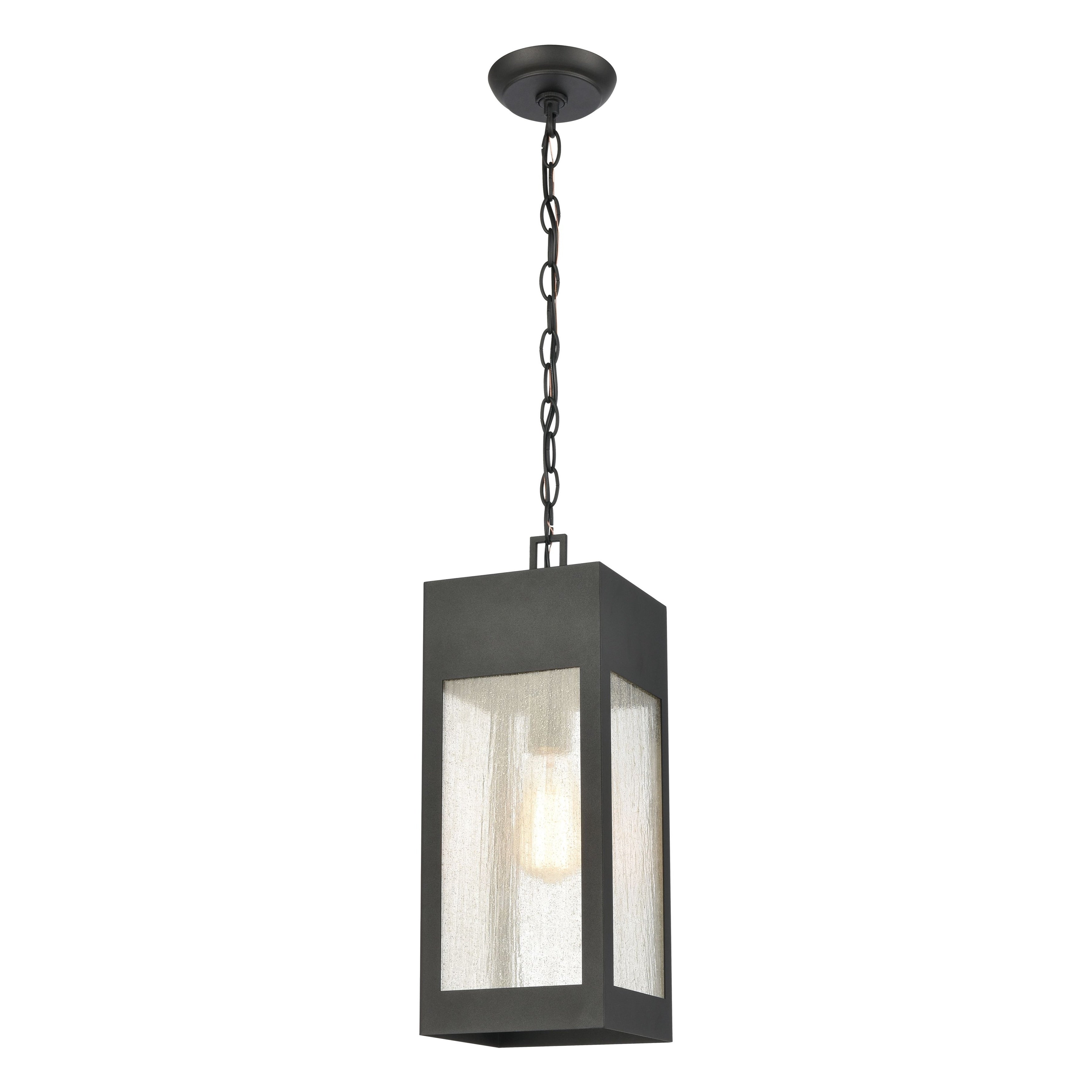 Atlas Lighting Angus Metal And Seeded Glass Outdoor Pendant 7 Inch Wide