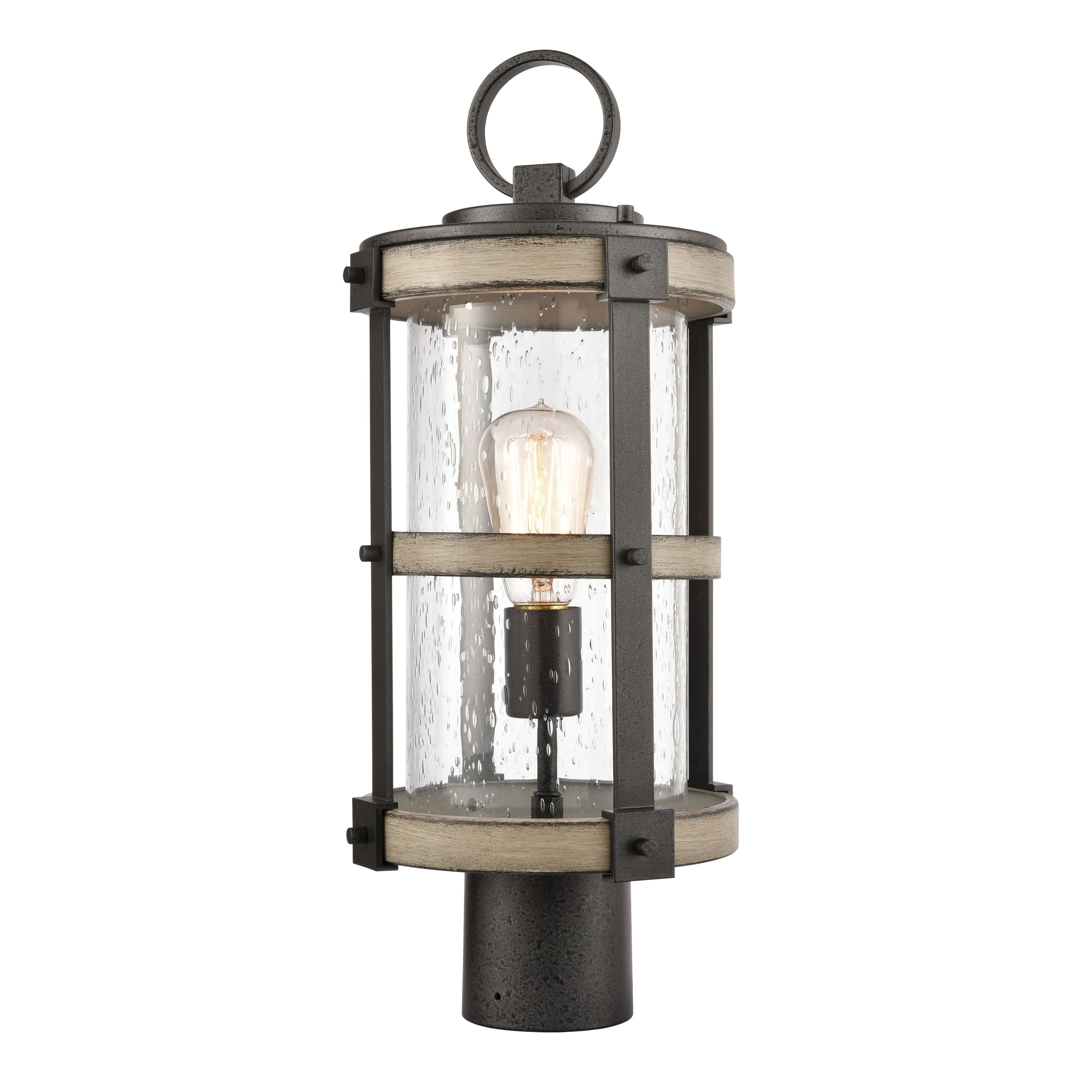 Atlas Lighting Annenberg Cast Aluminum Seeded Glass Outdoor Post Light 19 Inch Tall