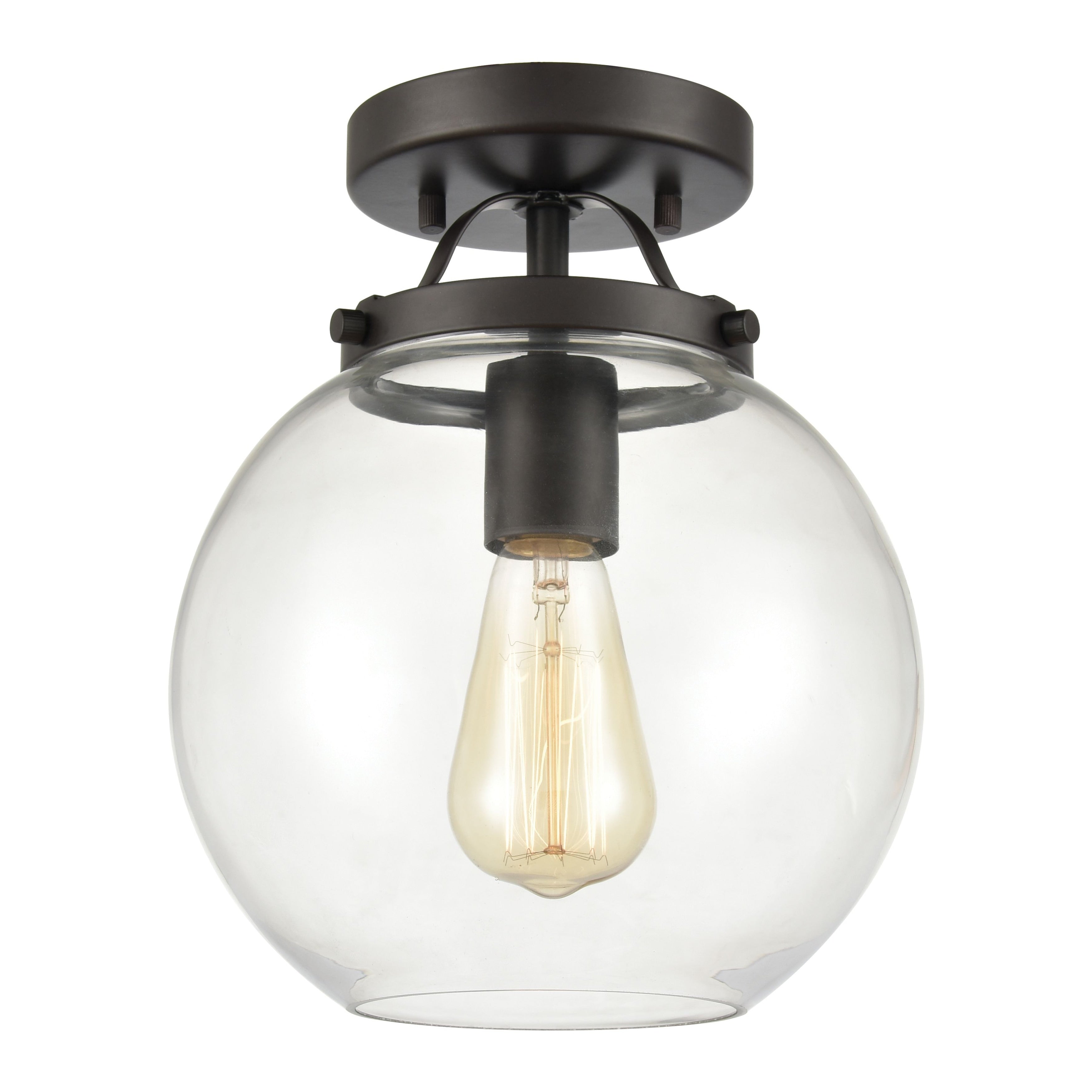 Atlas Lighting Bernice Clear Glass Globe Semi Flush Mount 9 Inch Wide