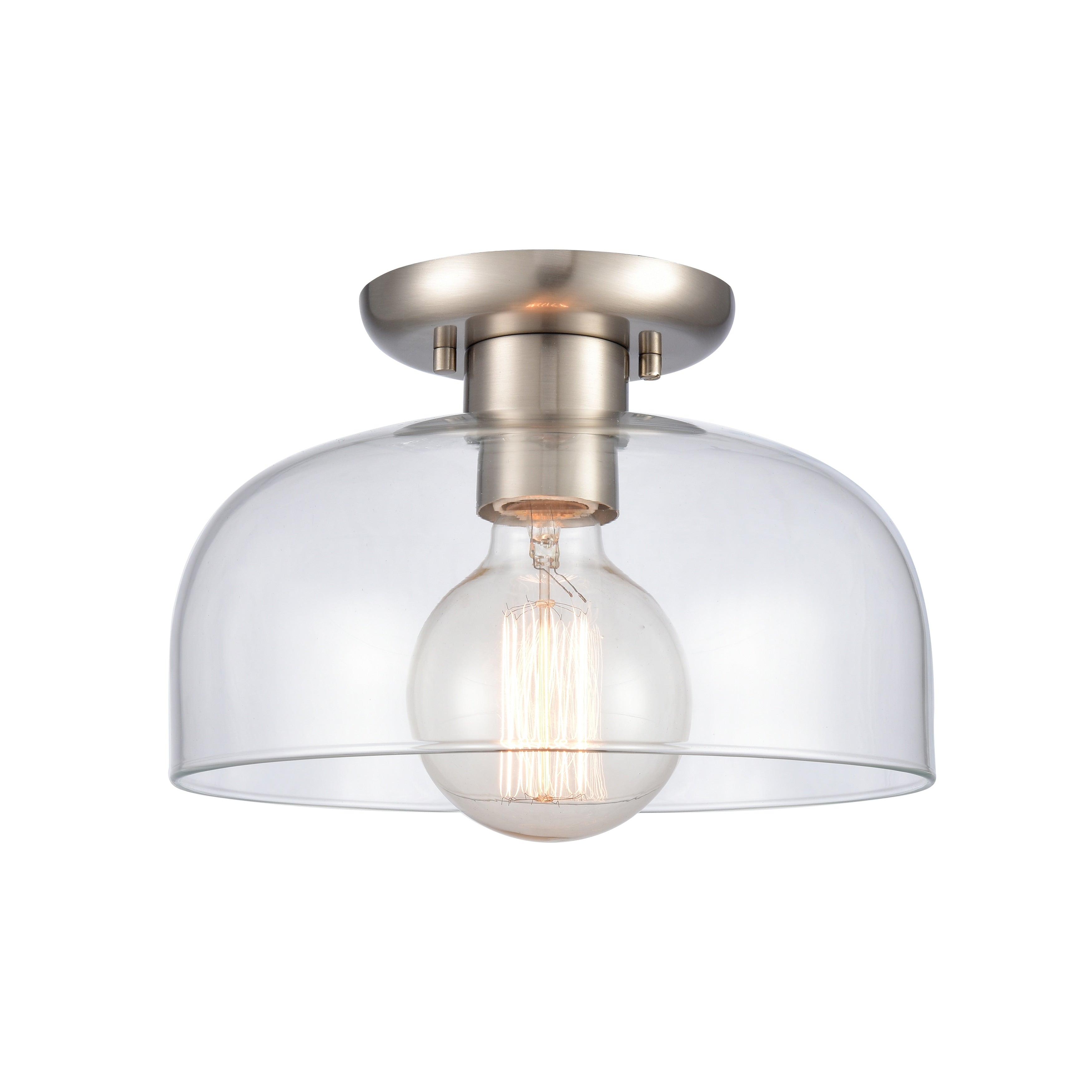 Atlas Lighting Brewer Domed Opal Glass Shade And Metal Semi Flush Mount 10 Inch Wide