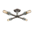 Atlas Lighting Cast Iron Pipe Industrial Semi Flush Mount 16 Inch Wide