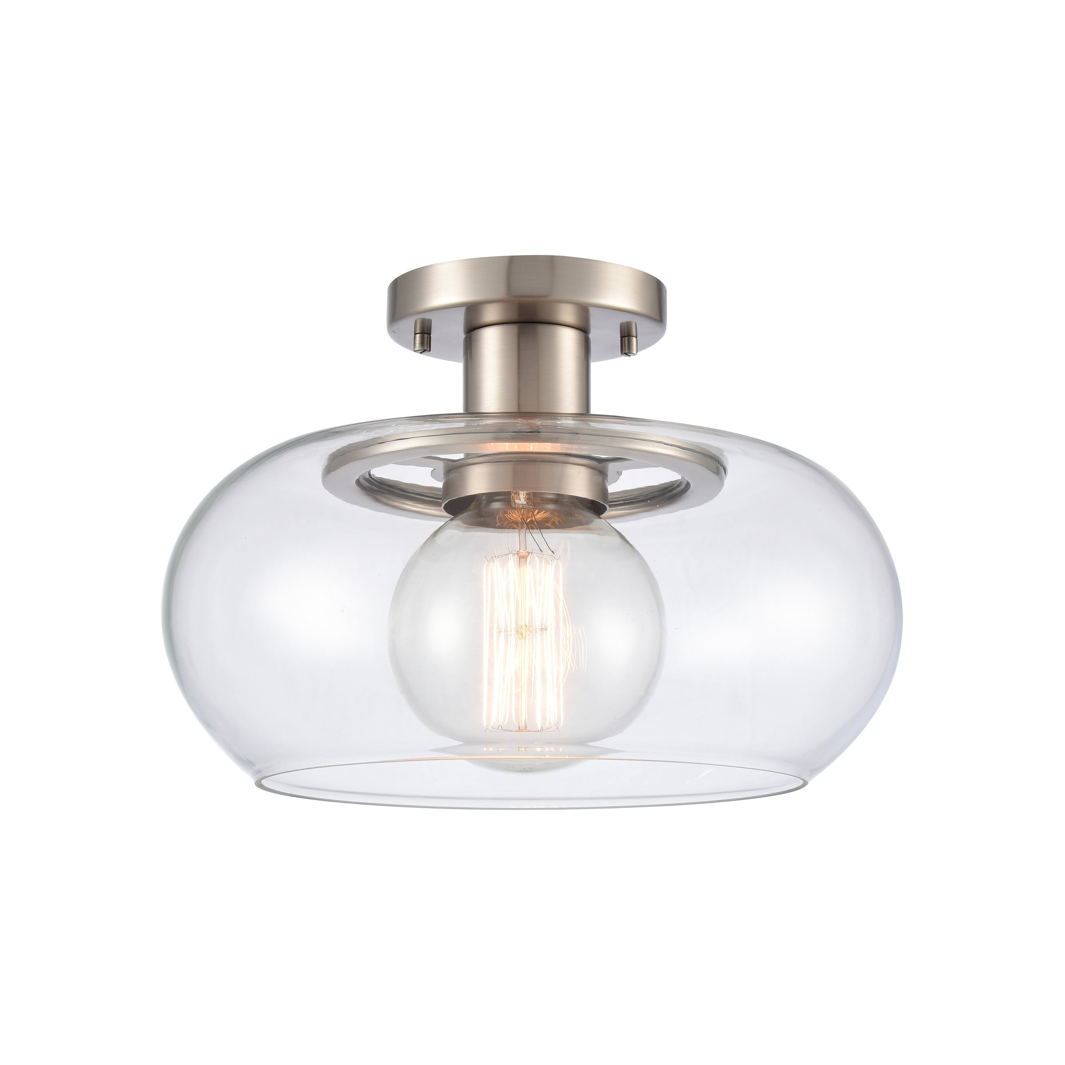 Atlas Lighting Clement Round Clear Glass And Metal Semi Flush Mount