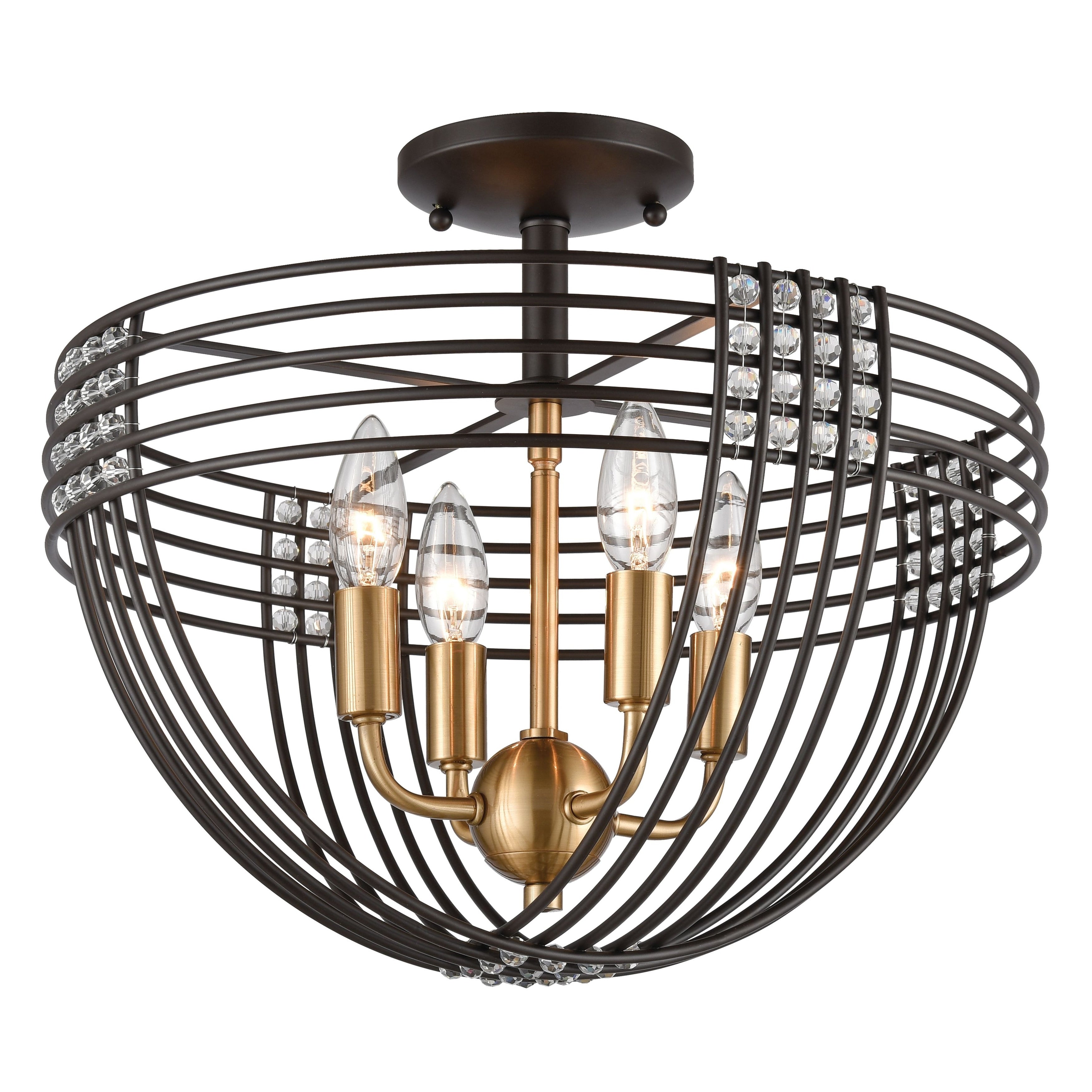 Atlas Lighting Concentric Metal And Crystal Bead 16 Inch Wide Semi Flush Mount 16 Inch Wide