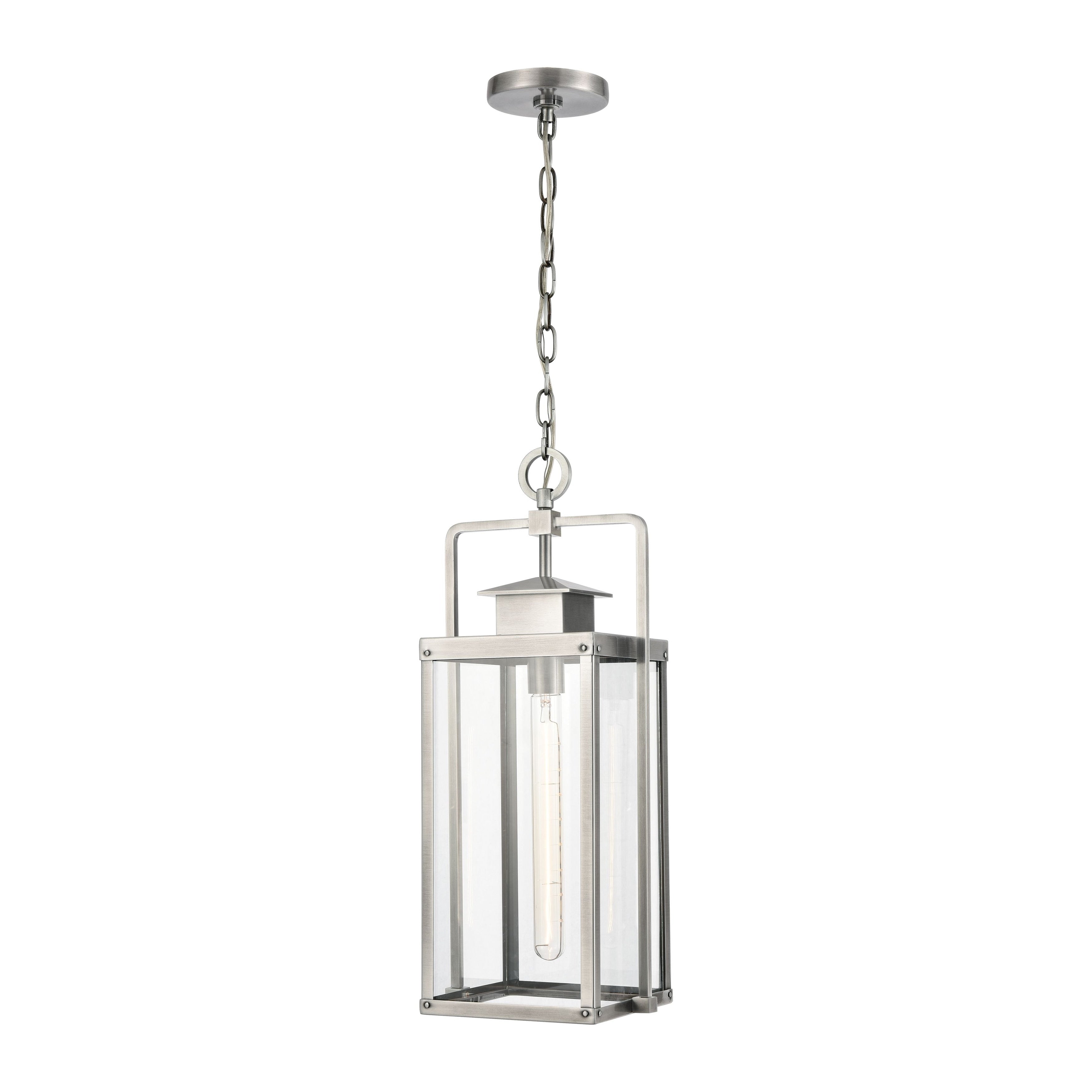 Atlas Lighting Crested Butte Mission Style Clear Glass 1 Light Outdoor Pendant 9 Inch Wide