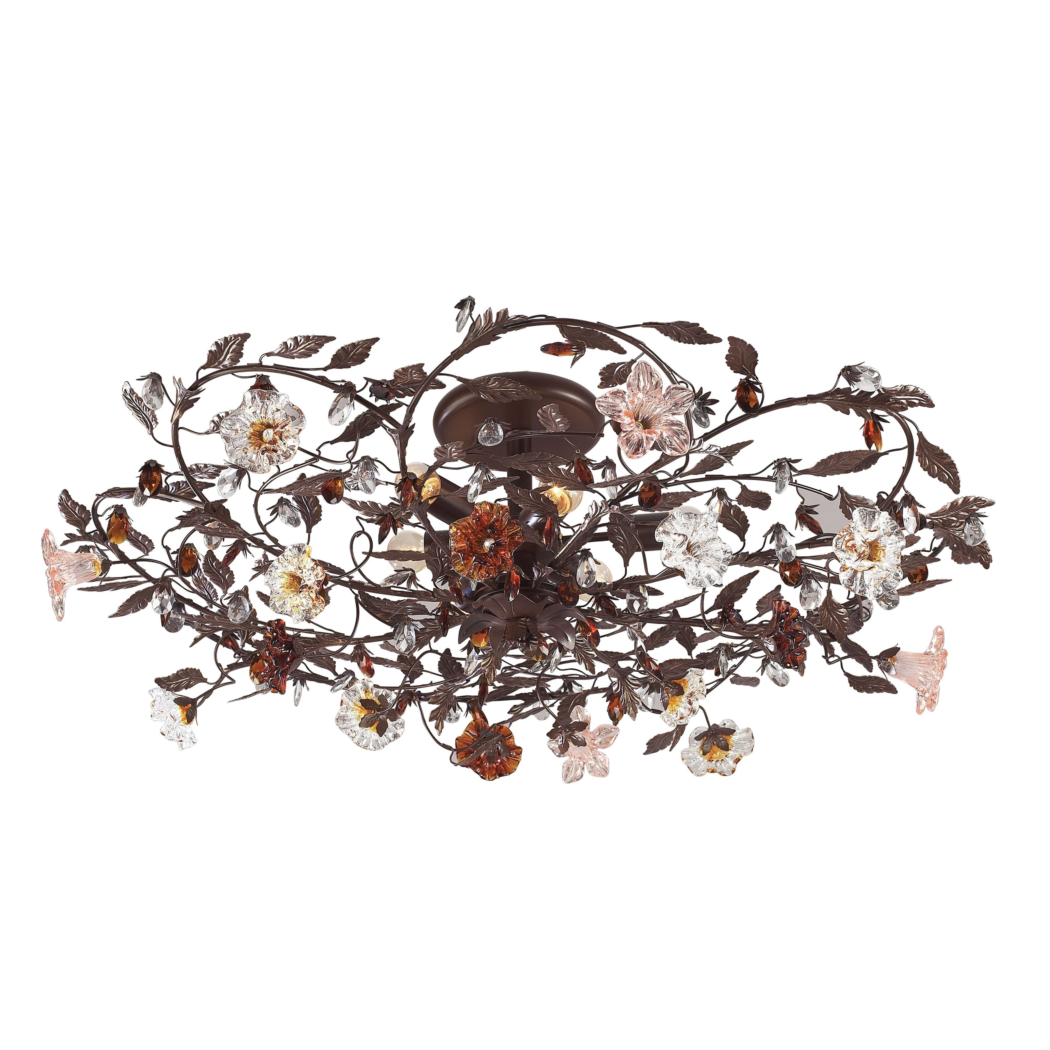 Atlas Lighting Cristallo Fiore Crystal Glass Flush Mount 38 Inch Wide