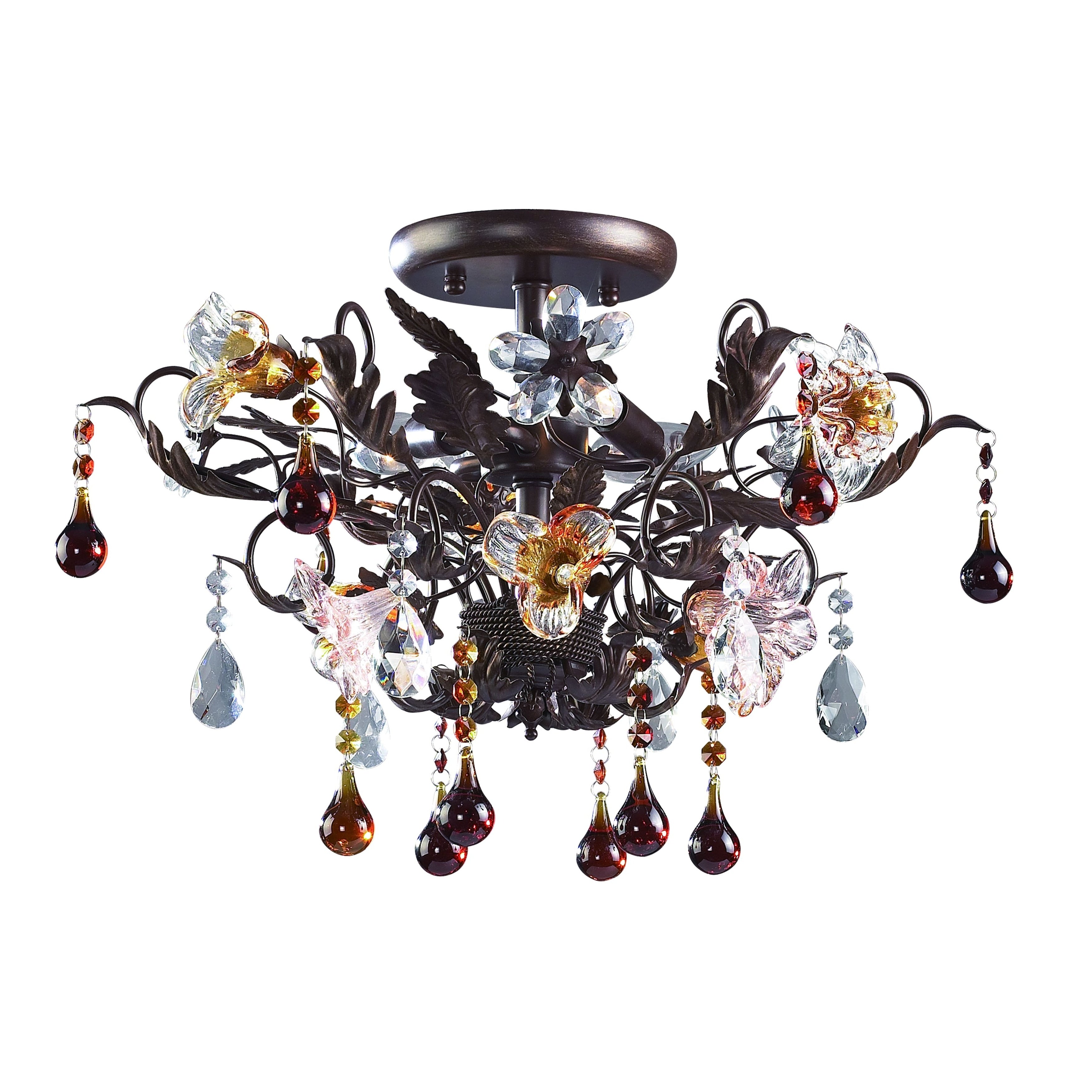 Atlas Lighting Cristallo Fiore Crystal And Glass Semi Flush Mount