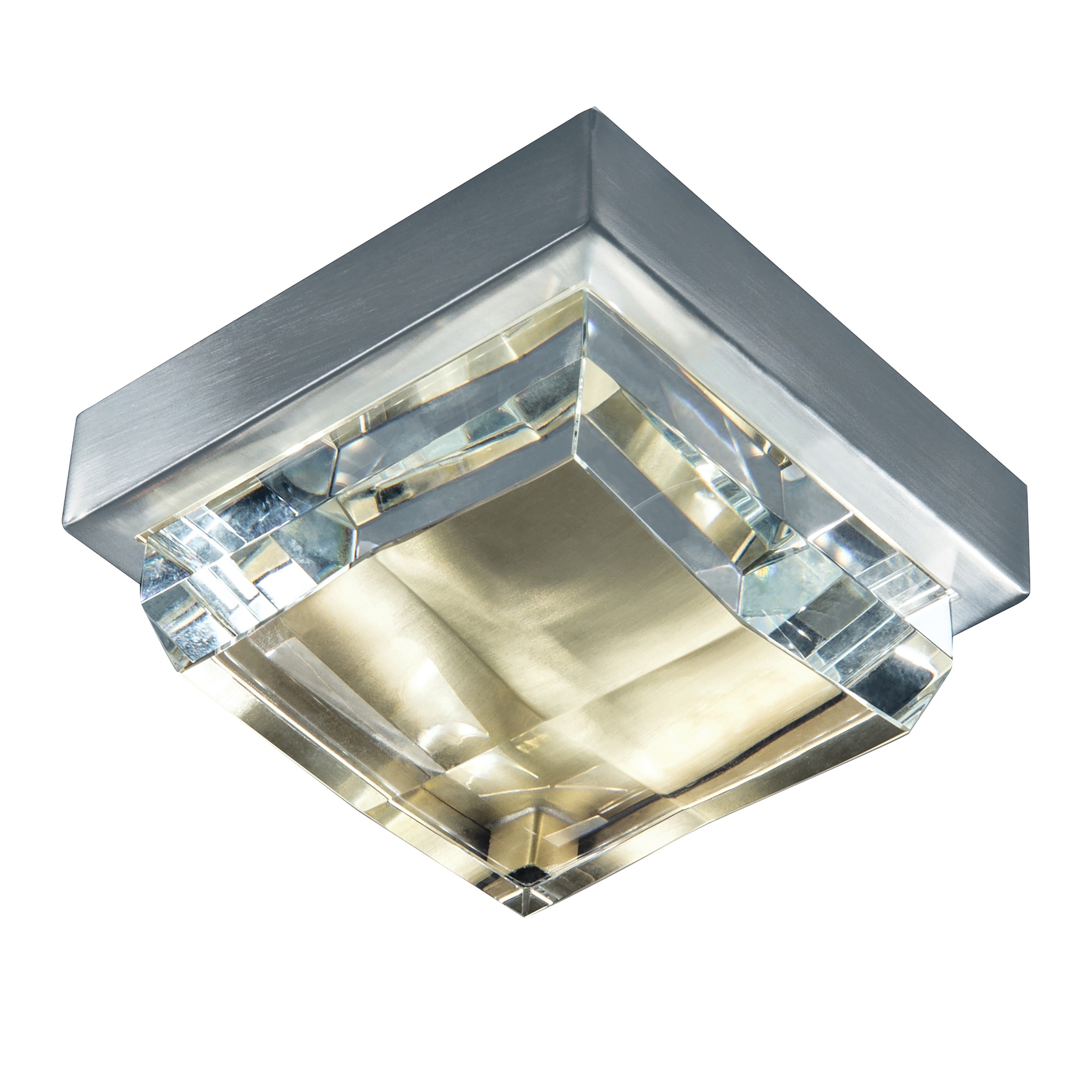 Atlas Lighting Crystal Integrated Led Faceted Crystal Glass And Metal Flush Mount 6.38 Inch Wide