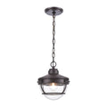 Atlas Lighting Eastport Nautical Wire Cage Ribbed Glass 1 Light Outdoor Pendant 9 Inch Wide