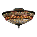Atlas Lighting Jewelstone Stained Glass And Metal Semi Flush Mount 16 Inch Wide