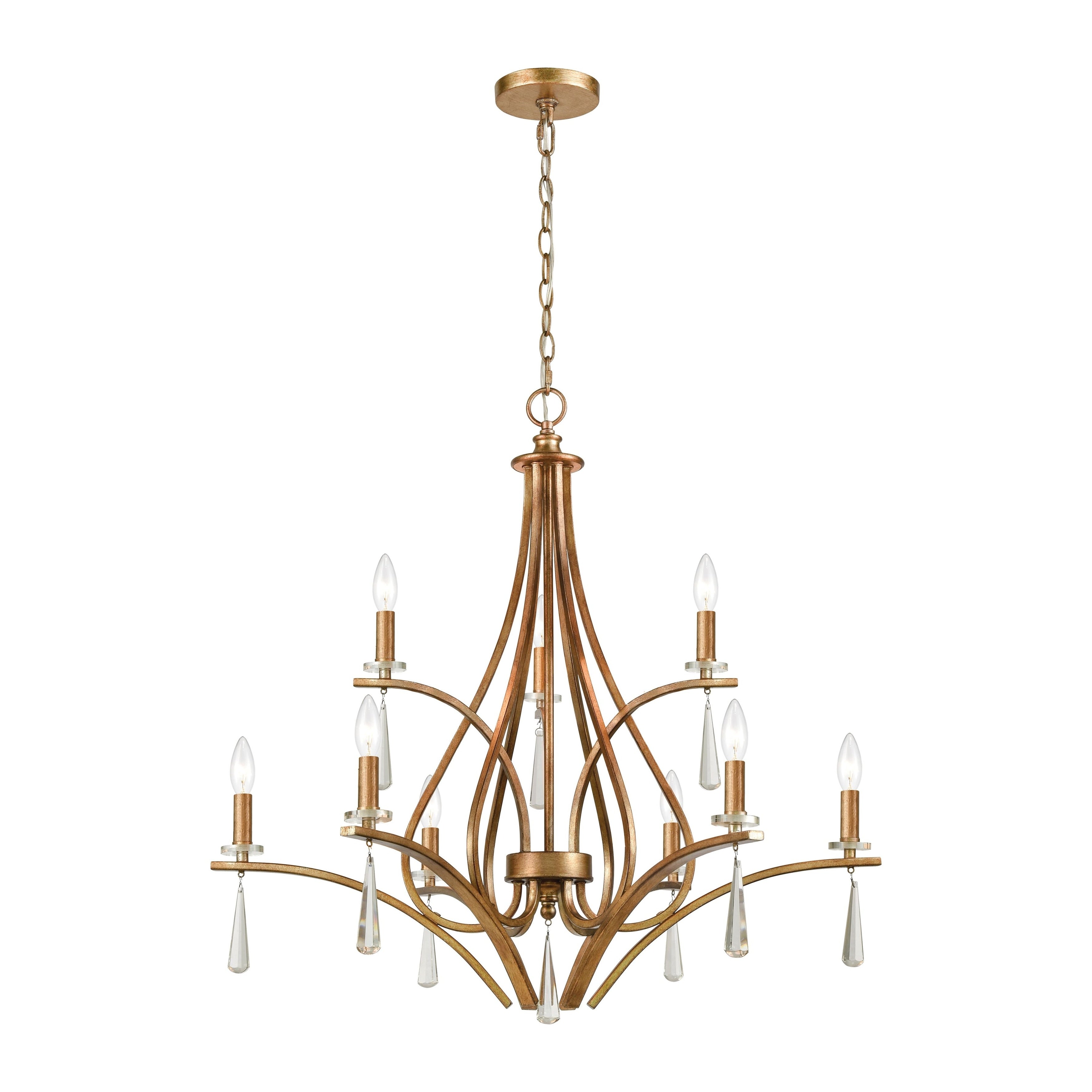 Atlas Lighting Katania 30 Wide 9 Light Chandelier Antique Gold 30 Inch W
