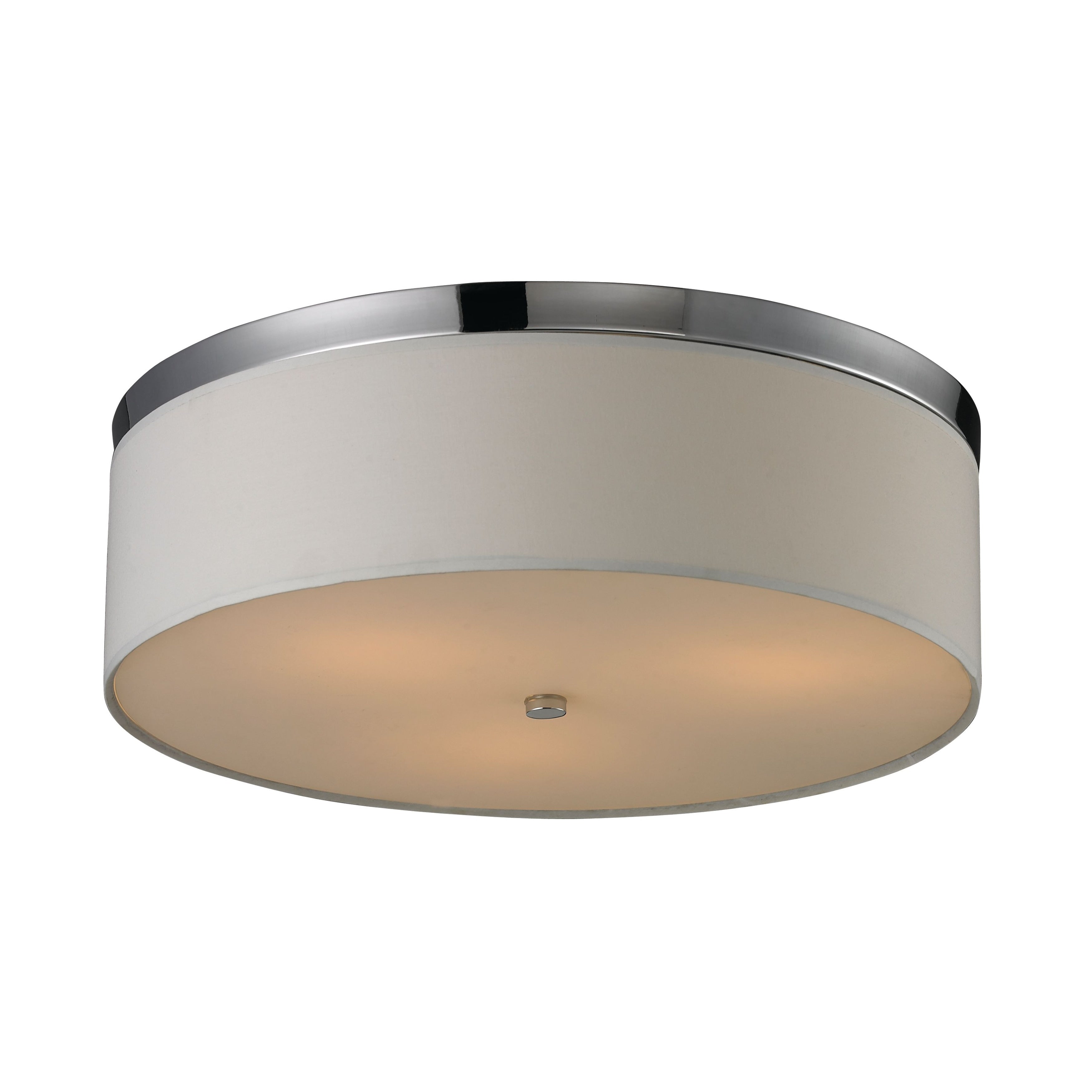 Atlas Lighting Keane White Satin Glass And Chrome 3 Light Flush Mount 17 Inch Wide