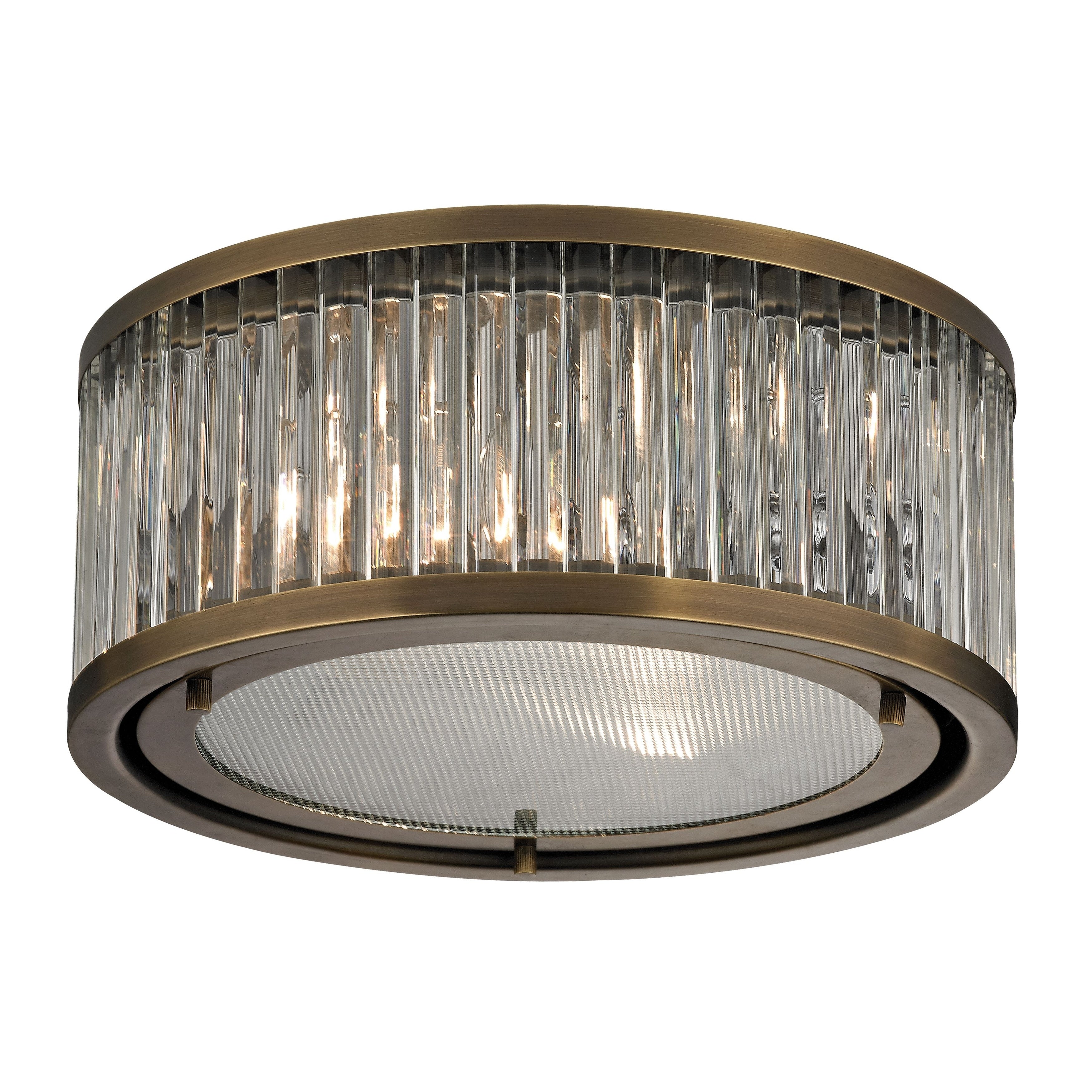 Atlas Lighting Linden Manor Metal And Textured Glass Flush Mount 12 Inch Wide