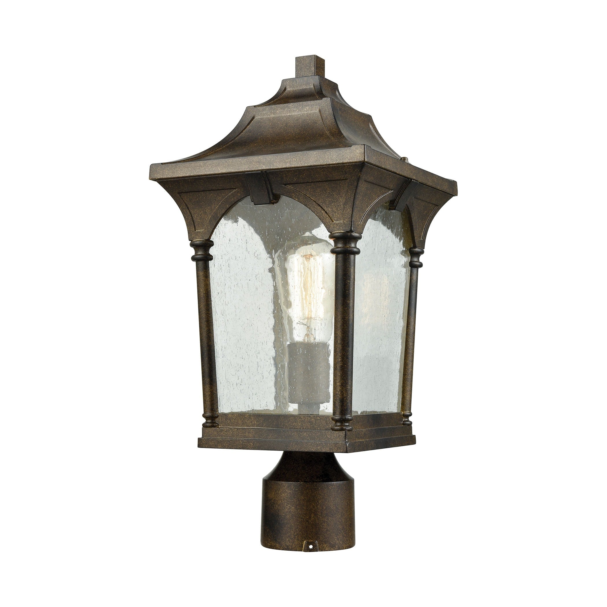 Atlas Lighting Loringdale Tapered Square With Seed Glass Outdoor Post Light 17 Inch Tall