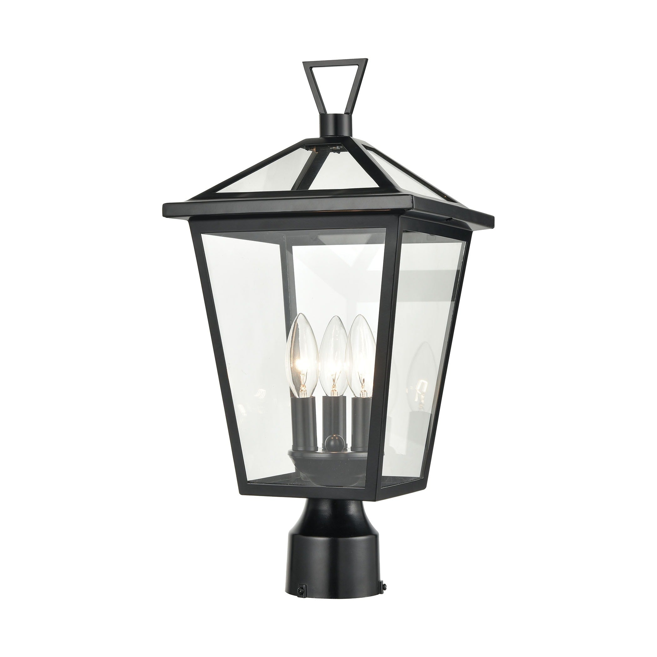Atlas Lighting Main Street Tapered Metal Cage And Clear Glass Outdoor Post Light 19 Inch Tall