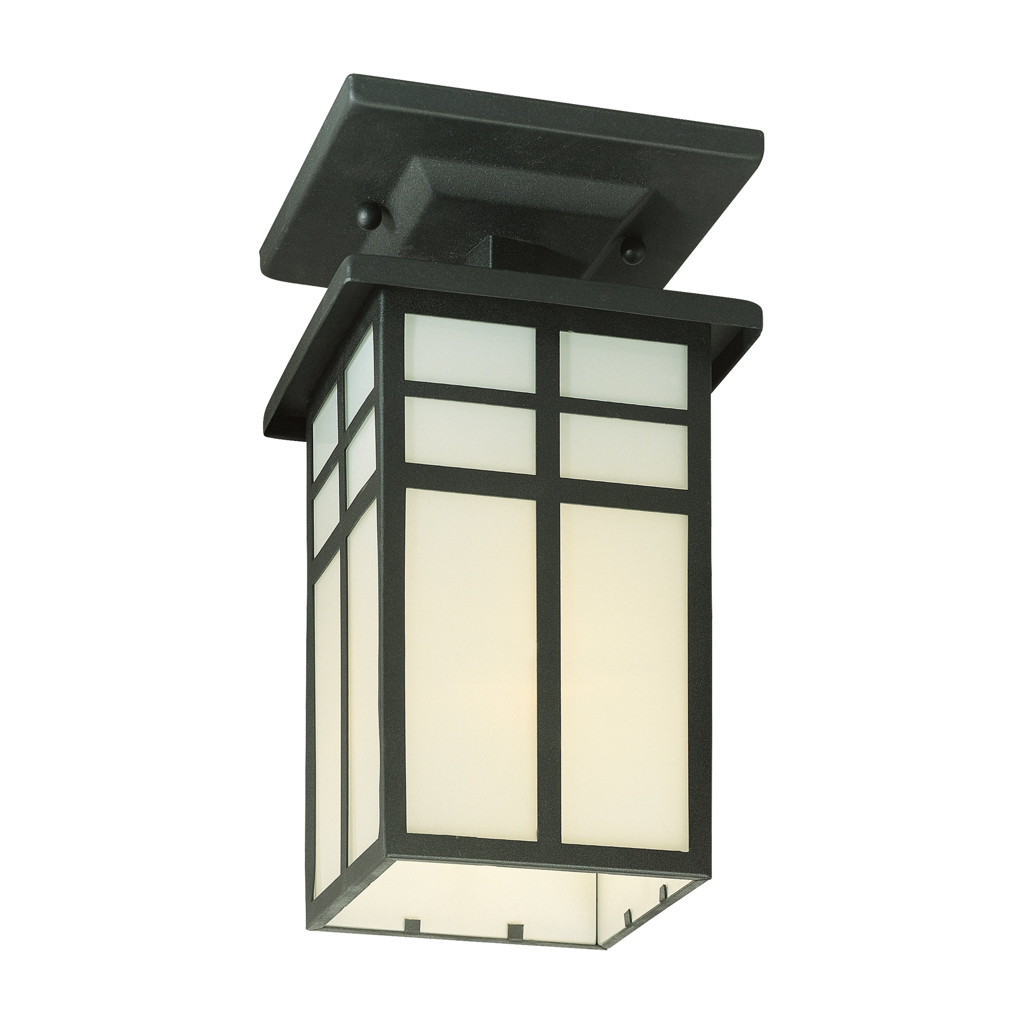 Atlas Lighting Mission Metal Cage Frosted Glass Outdoor Flush Mount 5.5 Inch Wide