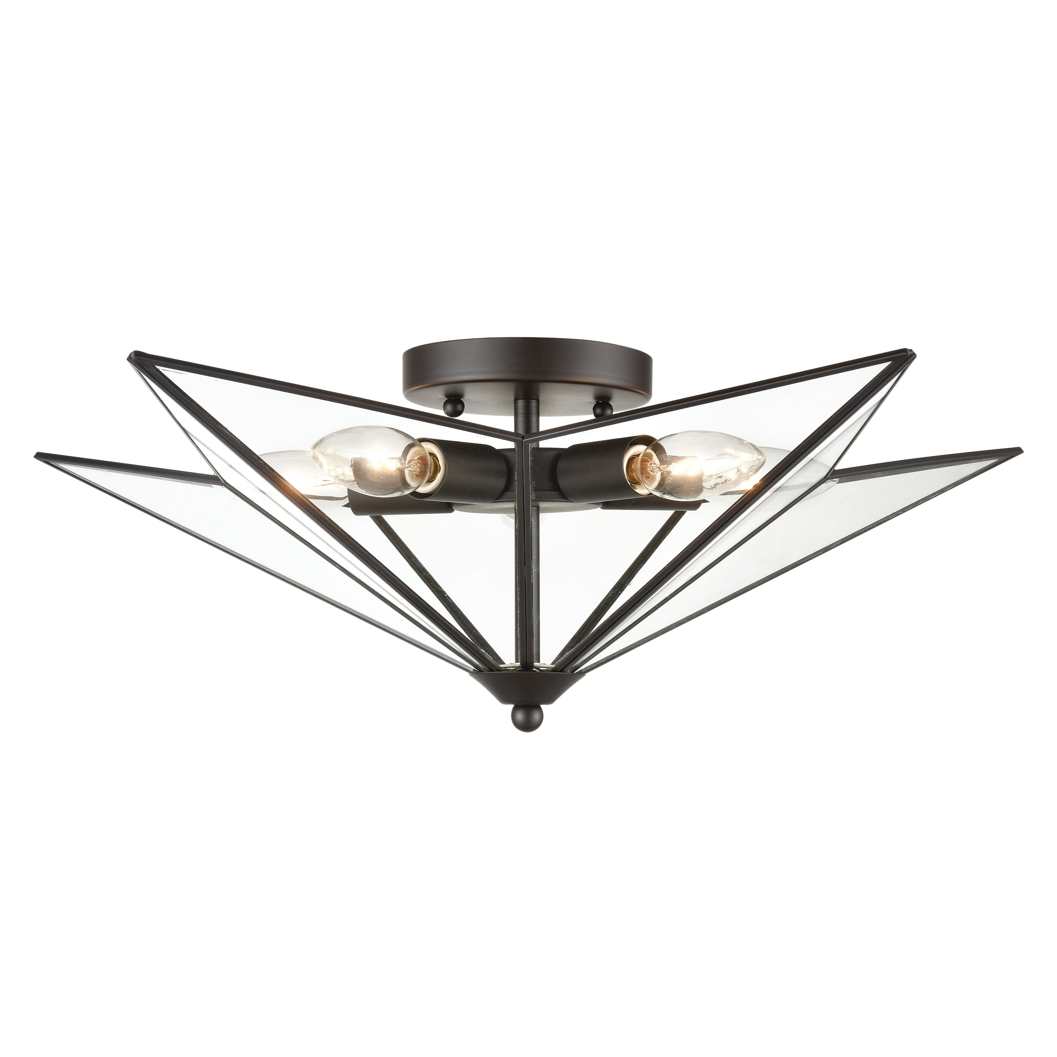 Atlas Lighting Moravian Star Antiqued Glass And Metal Flush Mount
