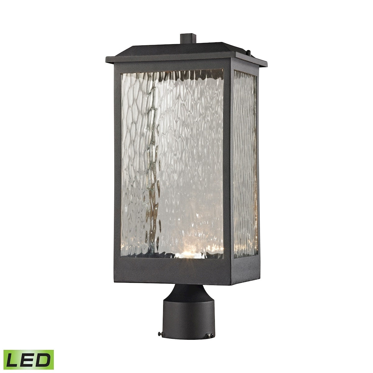 Atlas Lighting Newcaslte Led Water Glass Panelled And Metal Outdoor Post Light 19 Inch Tall