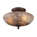 Atlas Lighting Norwich Metal And Amber Glass Semi Flush Mount 14 Inch Wide