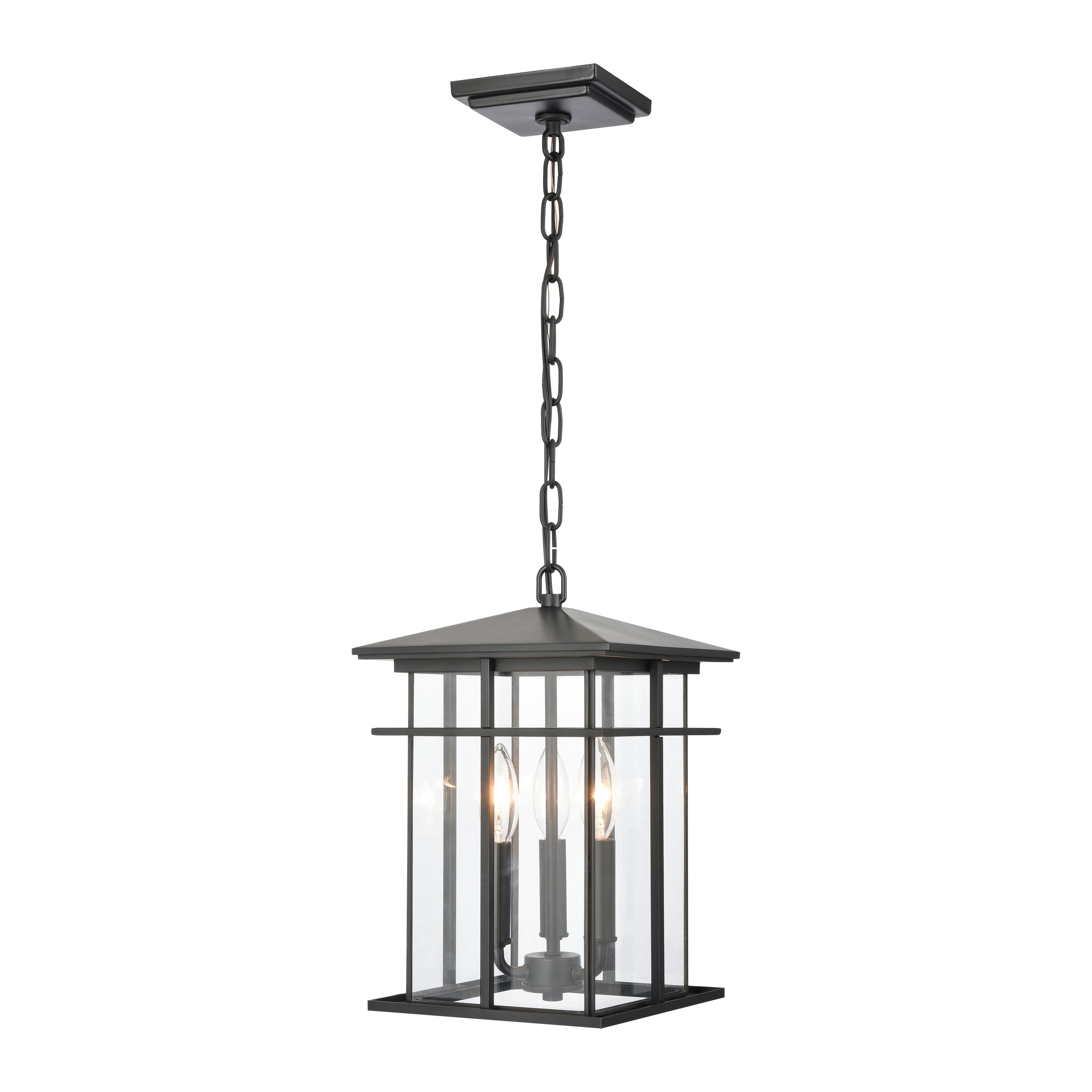 Atlas Lighting Oak Park Mission Style Aluminum Metal Frame Outdoor Pendant 9 Inch Wide
