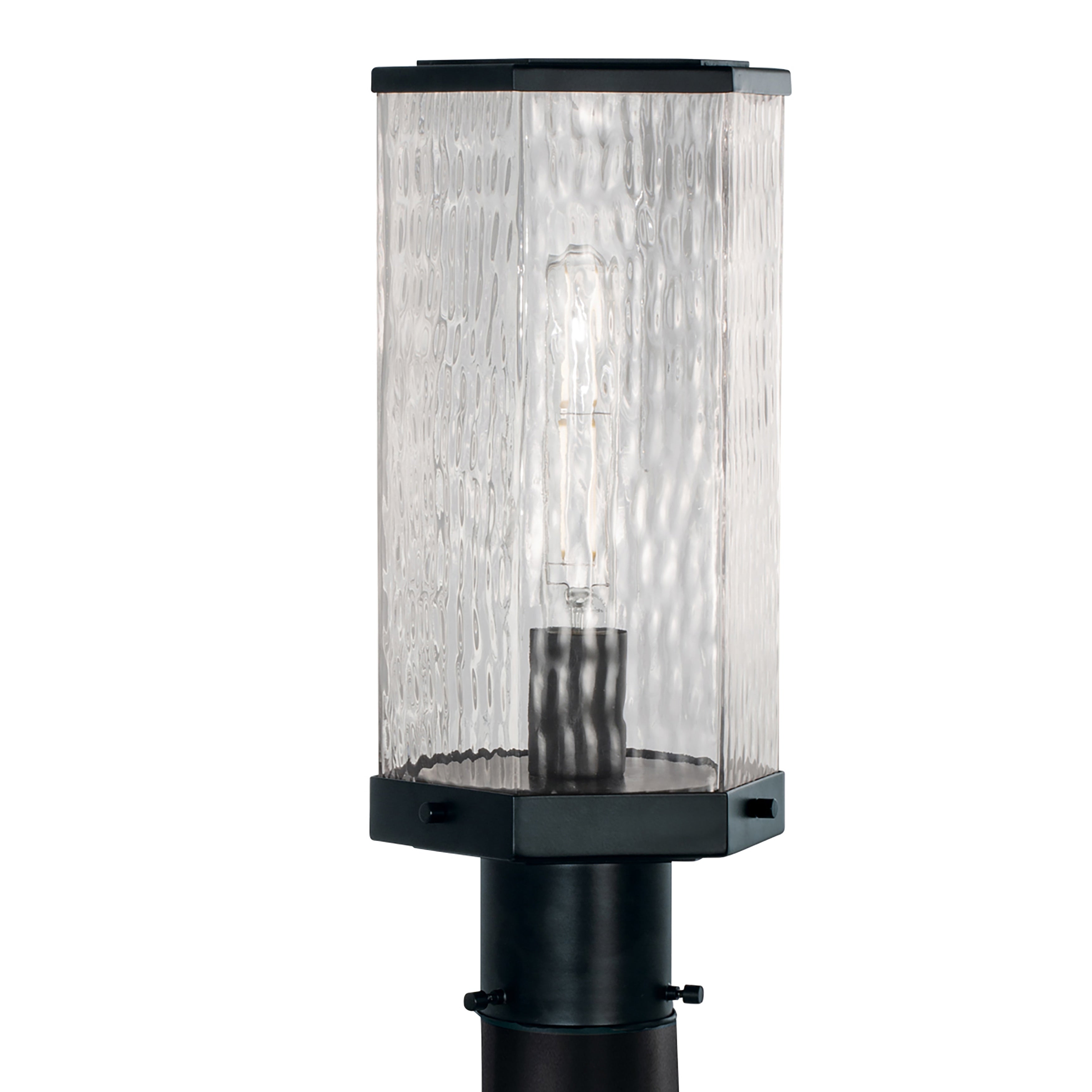 Atlas Lighting Polygon Wavy Glass Shade And Metal Modern Outdoor Post Light 12.63 Inch Tall