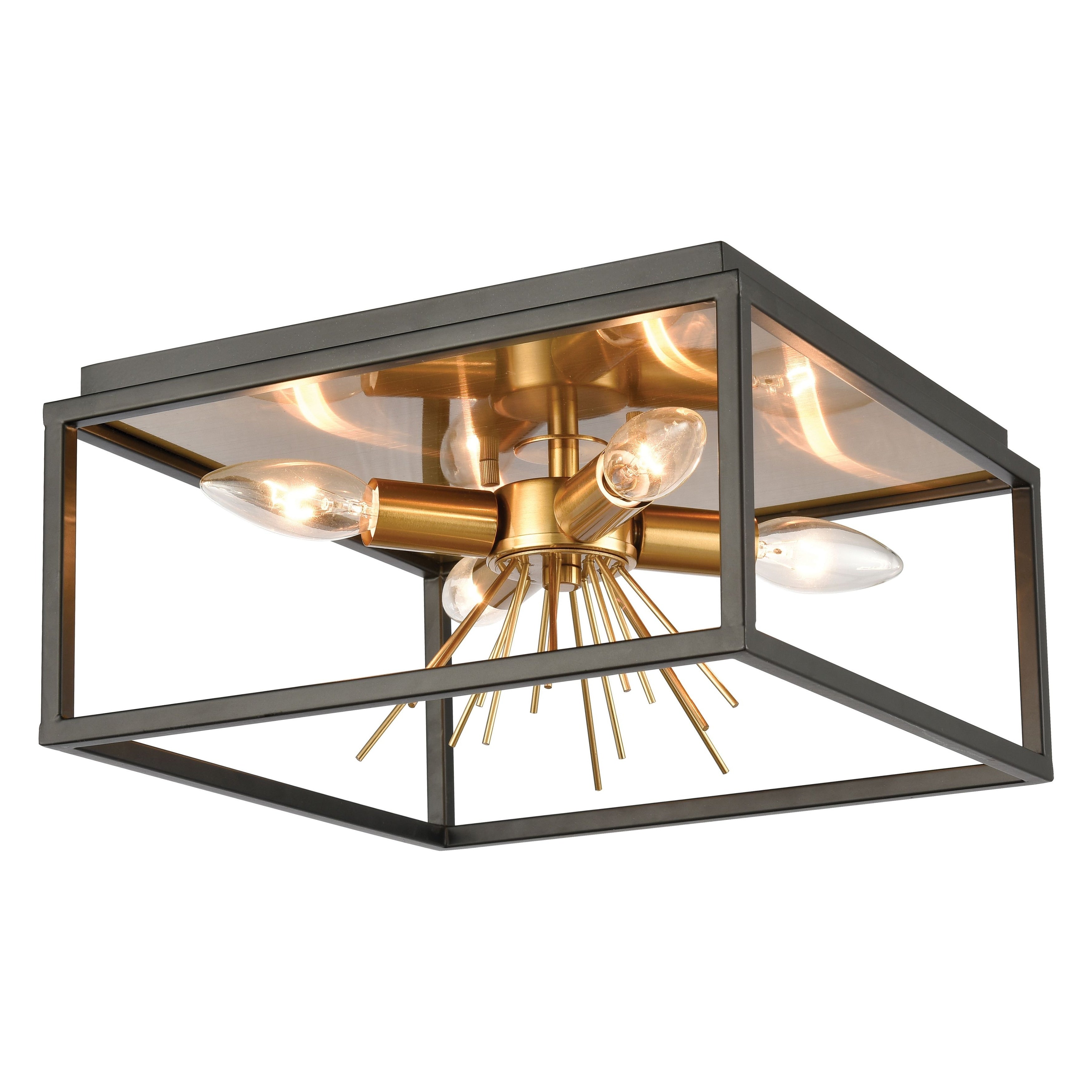 Atlas Lighting Spark Square And Starburst Metal Flush Mount 12 Inch Wide