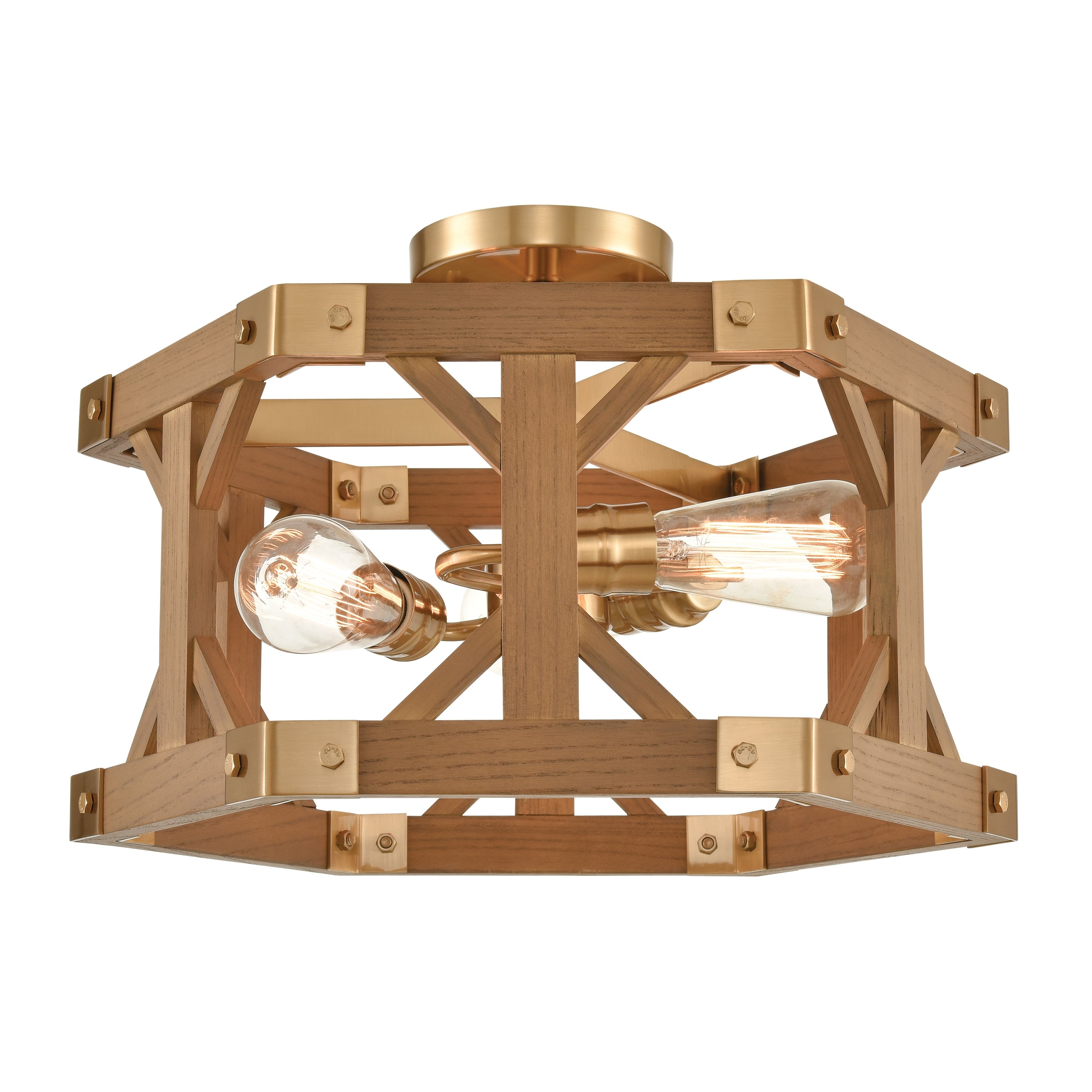 Atlas Lighting Structure Post And Beam Style 3 Light Semi Flush Mount 18 Inch Wide