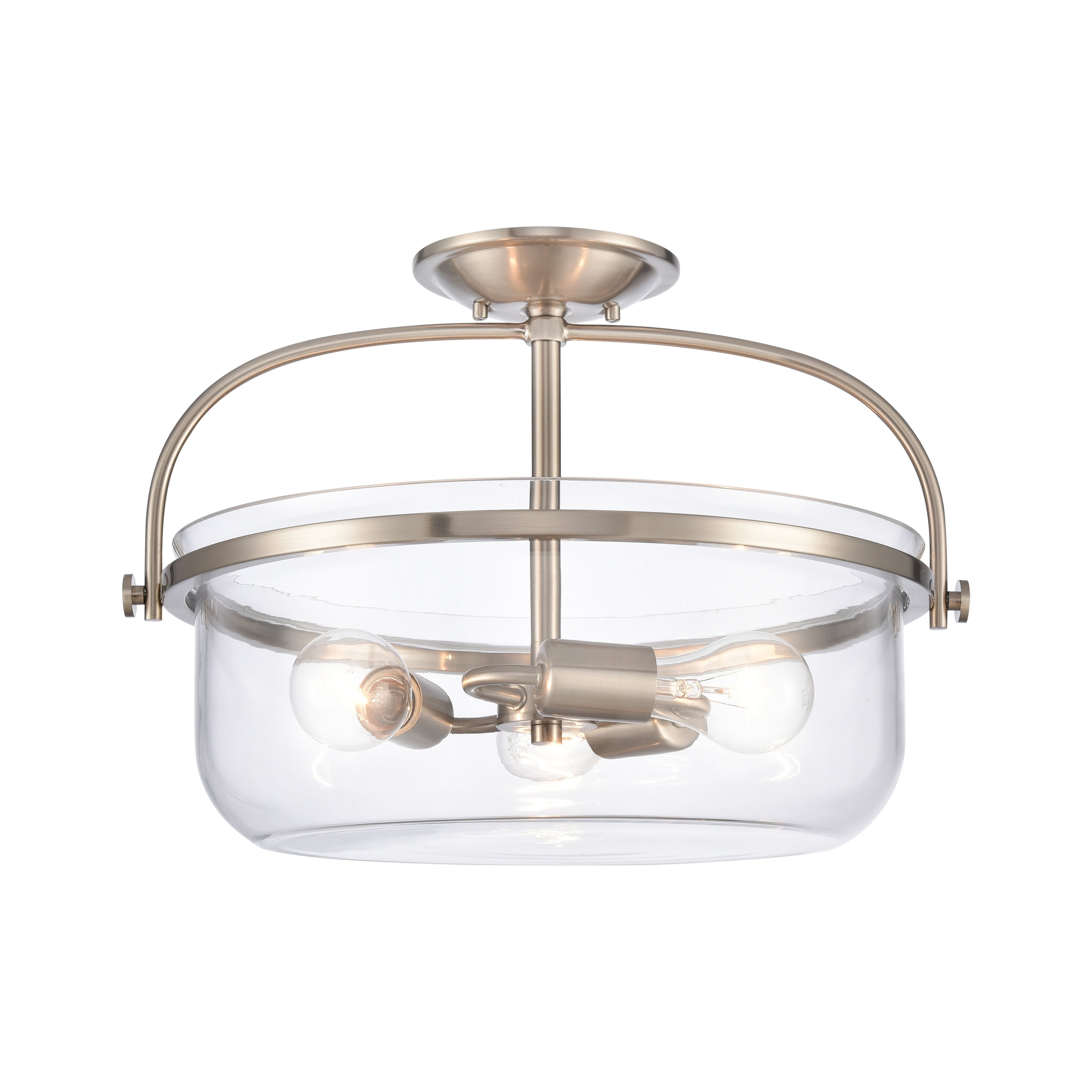 Atlas Lighting Wentworth Glass Bowl And Metal Armed Semi Flush Mount 17 Inch Wide