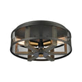 Atlas Lighting Woodbridge Weathered Oak Wood And Metal Flush Mount 17 Inch Wide