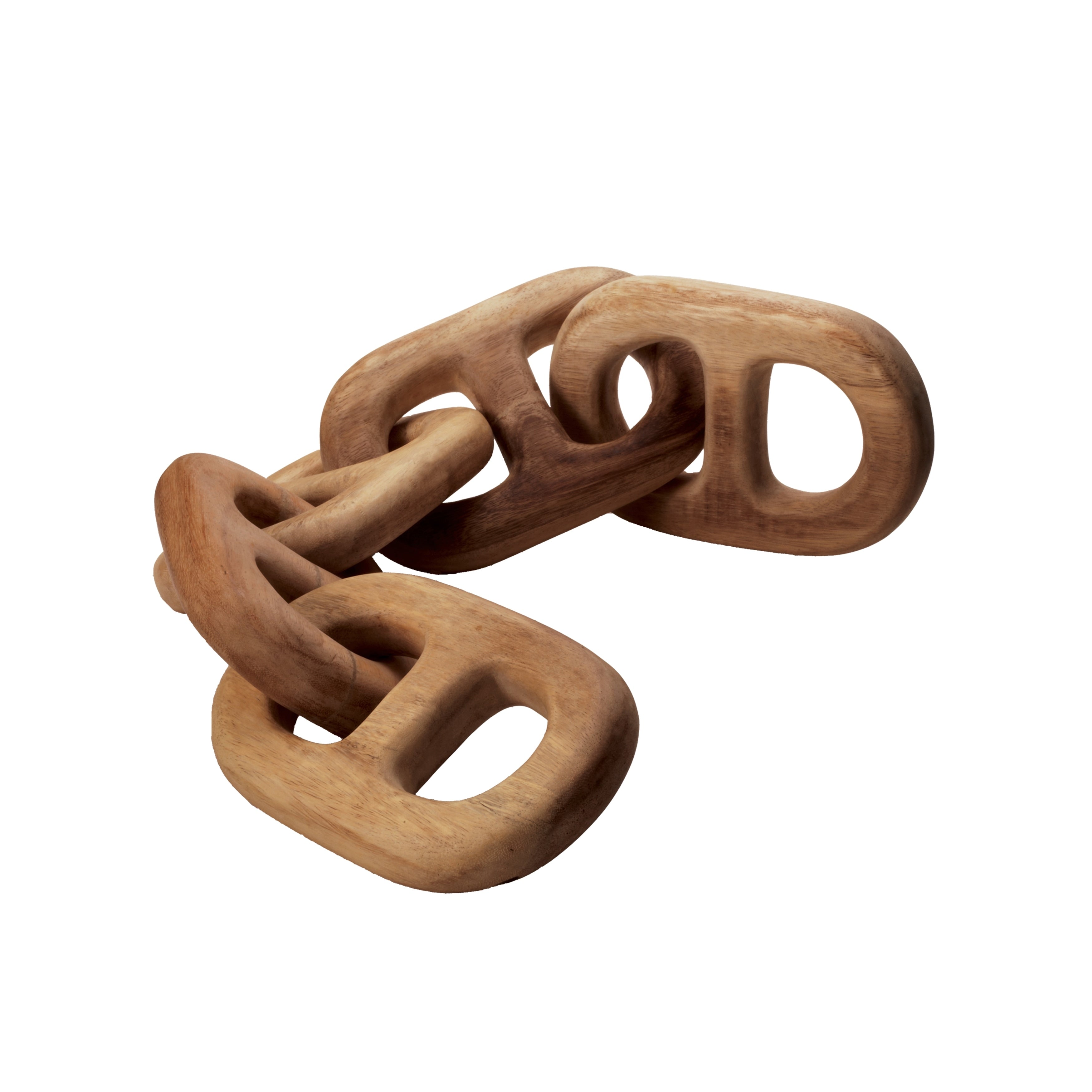 Atlas Loop Chain Natural Carved Wood Links 5 Inch Tall