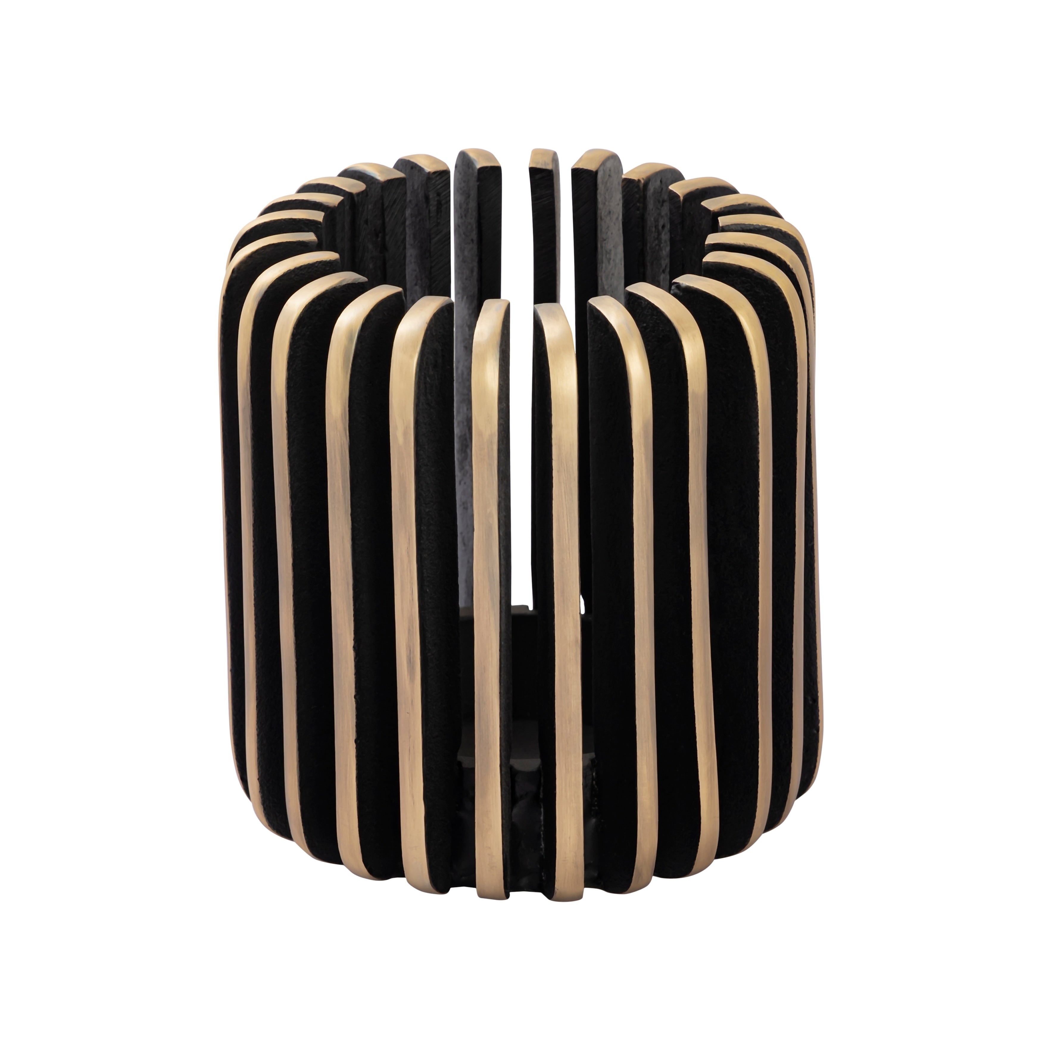 Atlas Louver Antiqued Bronze Metal Candleholder 7 Inch Tall