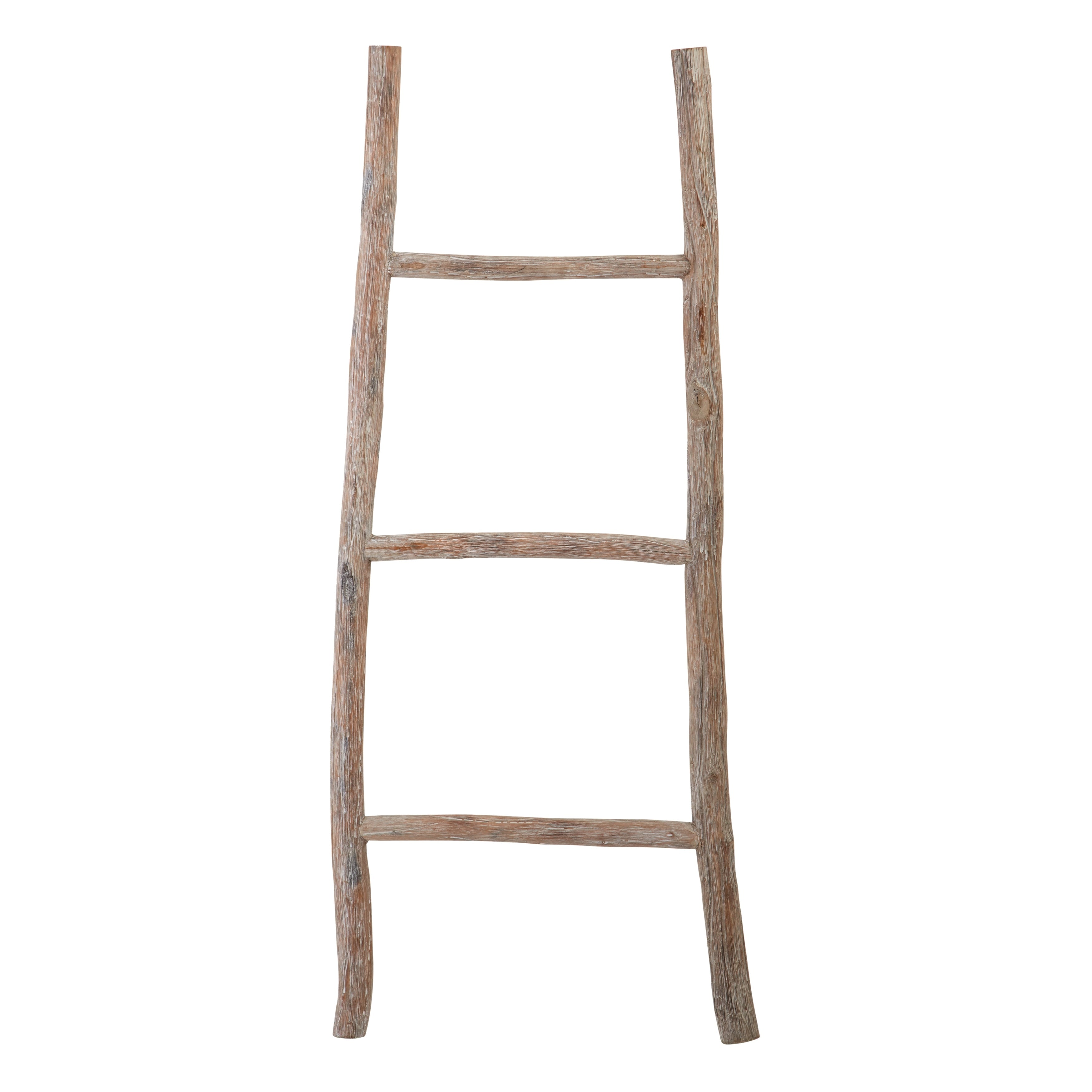 Atlas Lydia White Washed Wood Decorative Ladder