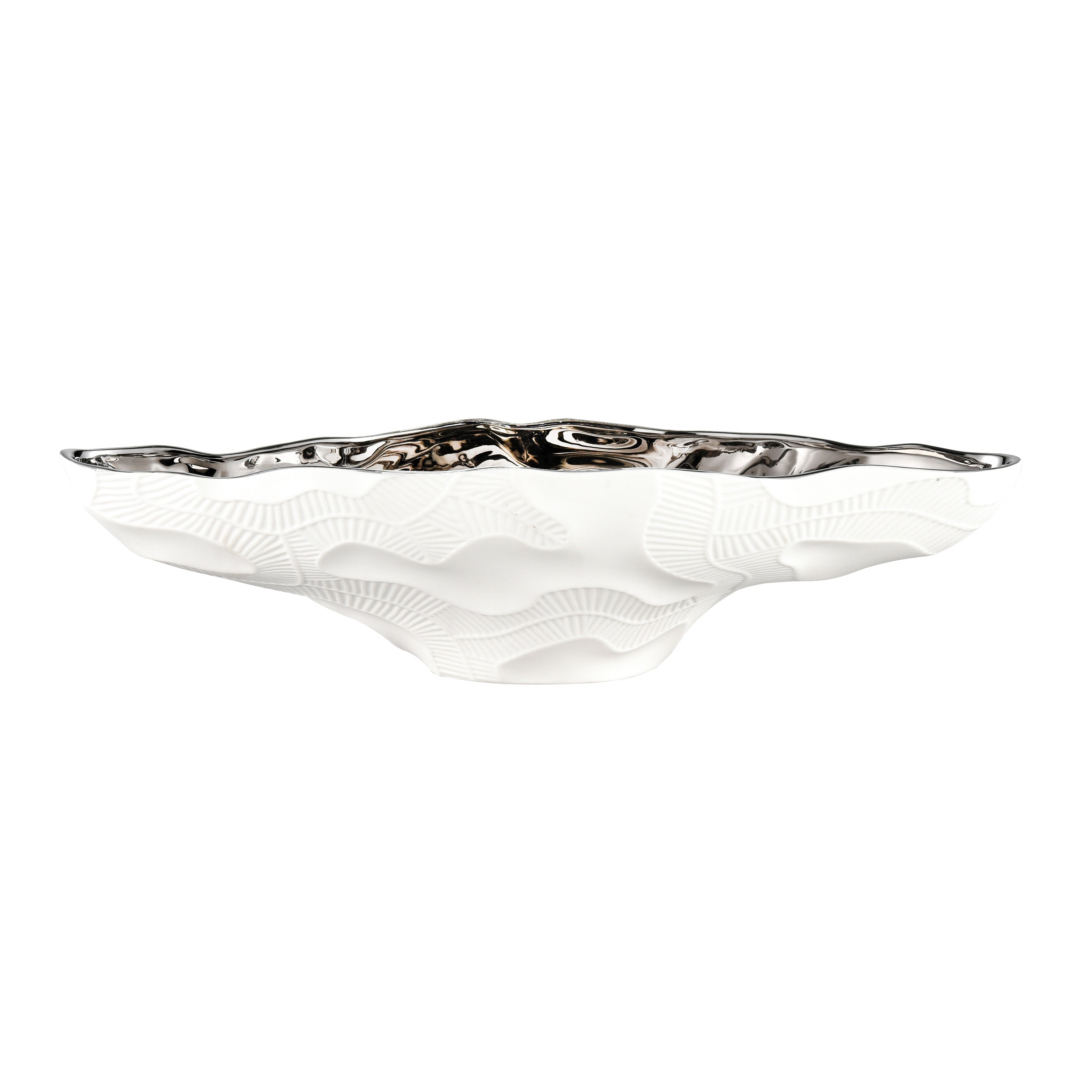 Atlas Mabley Matte White And Glazed Silver Earthenware Bowl