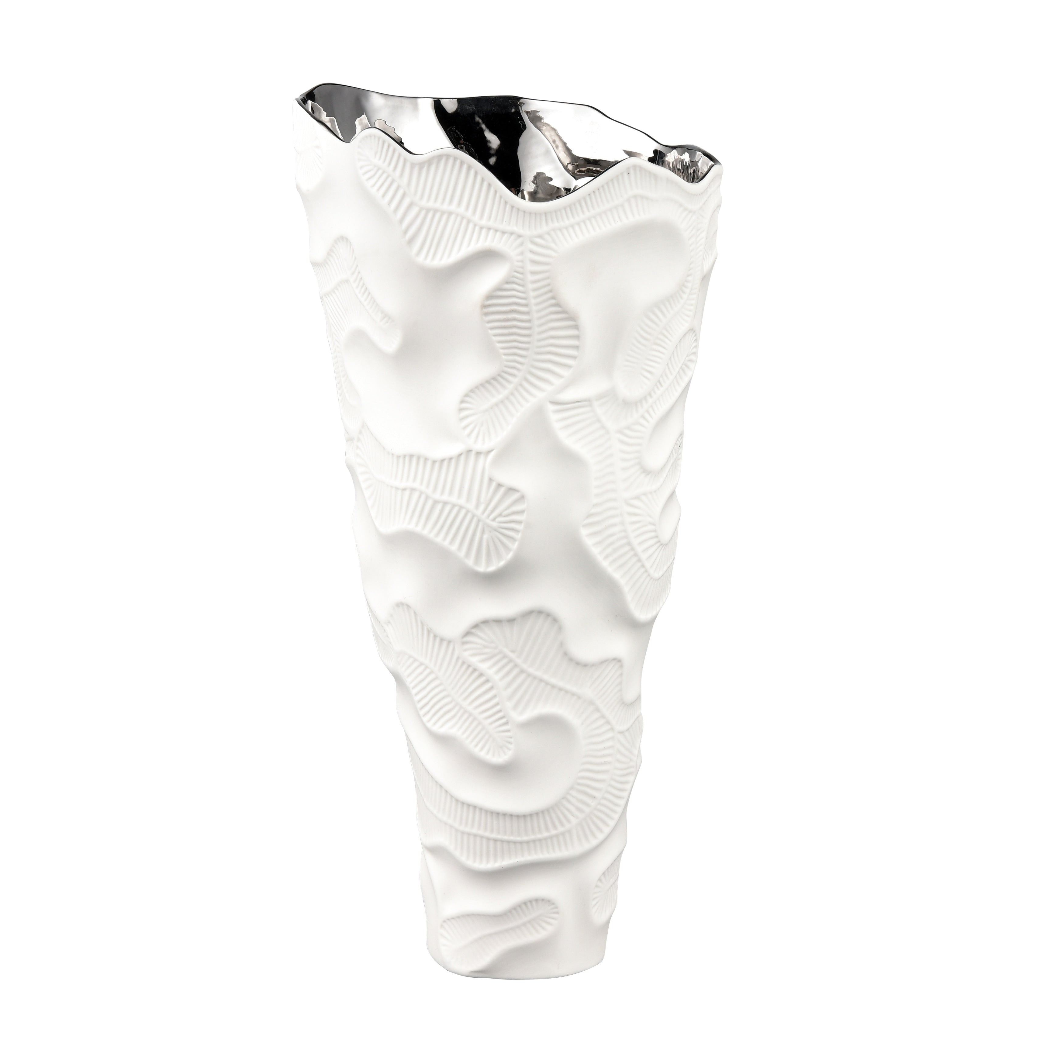 Atlas Mabley Matte White And Glazed Silver Earthenware Vase
