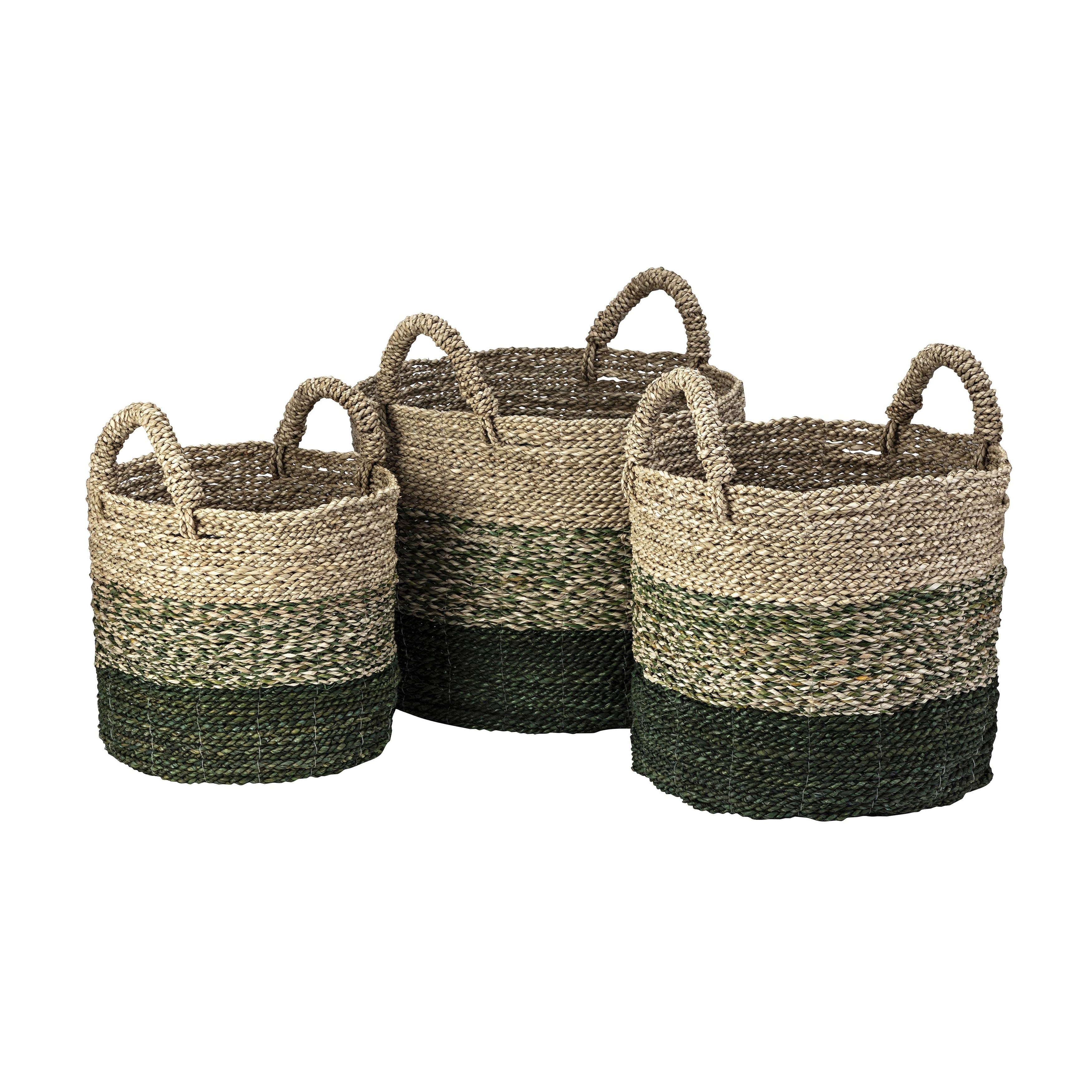 Atlas Maton Set Of 3 Seagrass And Jute Neutral Toned Baskets