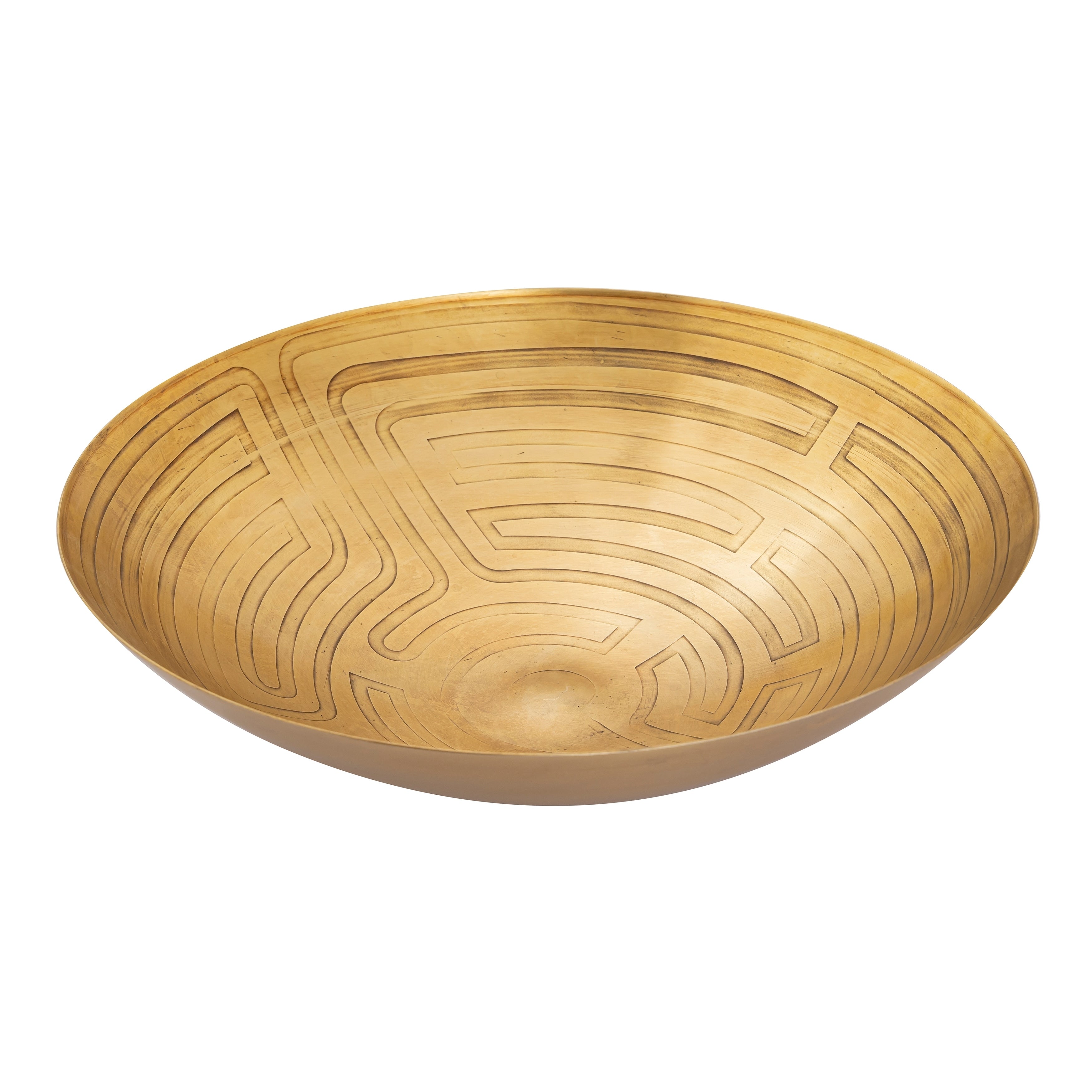 Atlas Maze Etched Centerpiece Anique Cast Iron Bowl