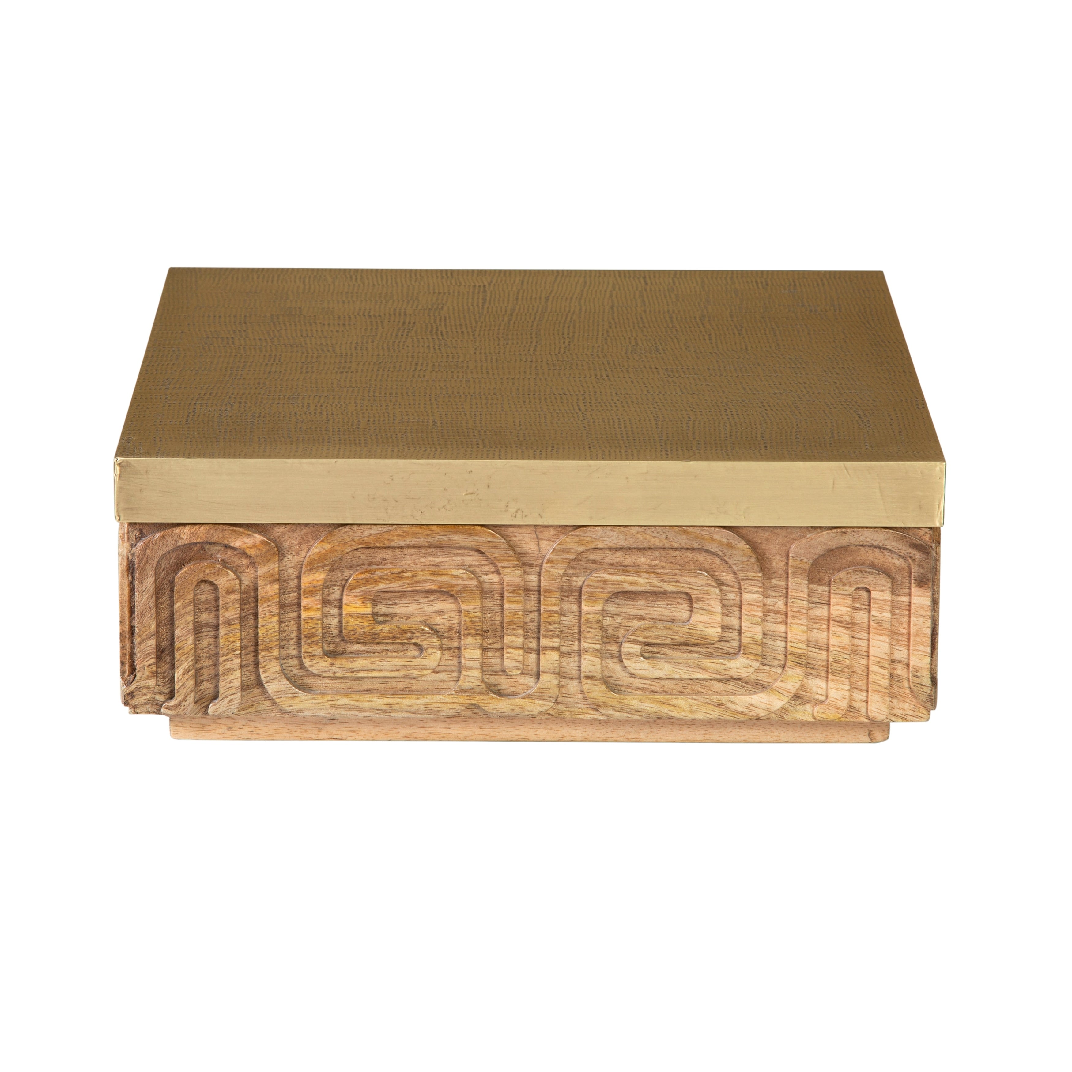 Atlas Maze Mango Wood Greek Key Box 12 Inch Wide