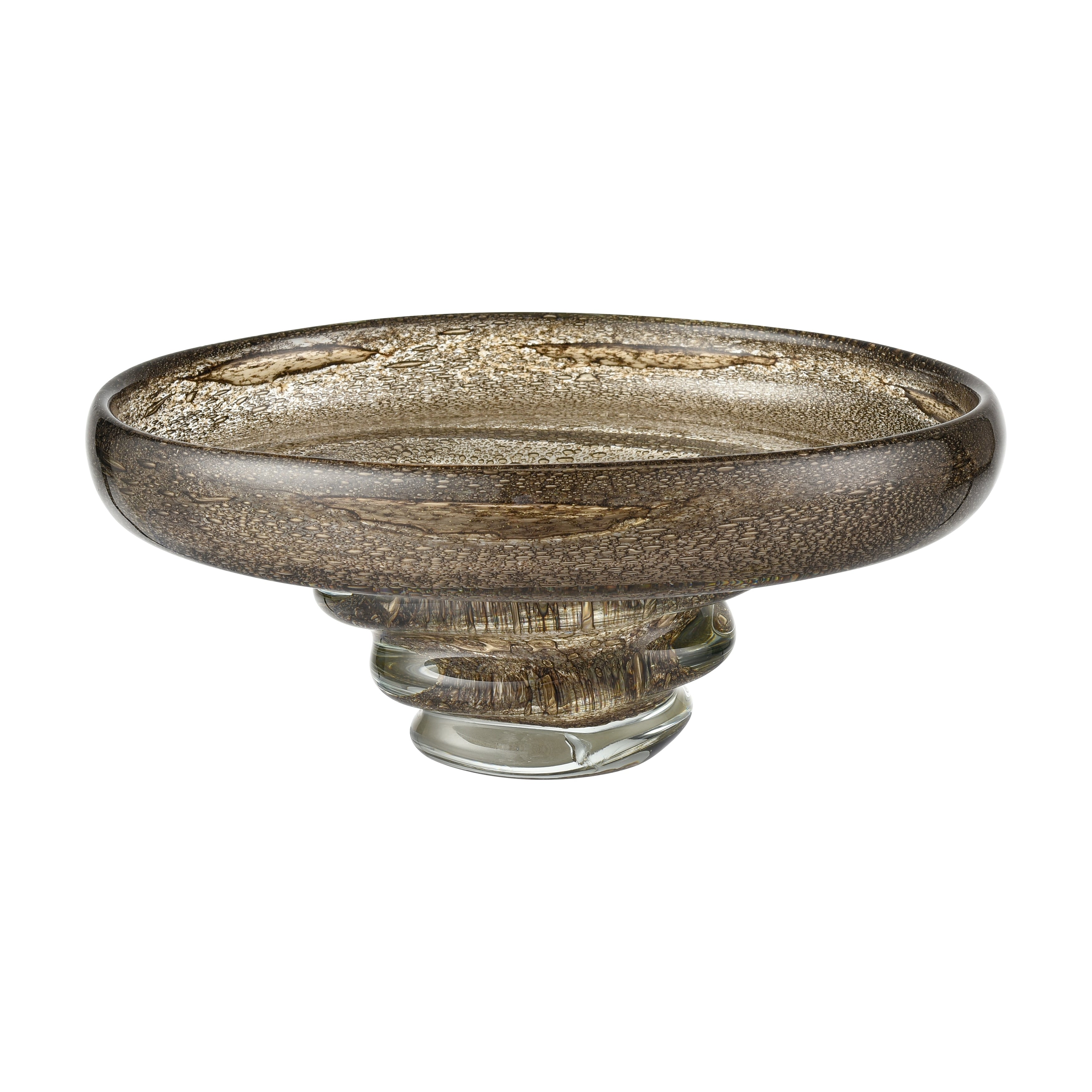 Atlas Metcalf Hand Formed Bubbled Glass Ribbed Bowl 11.5 Inch Wide