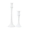 Atlas Miro Set Of 2 Minimalist White Plaster Candleholders 12 Inch H