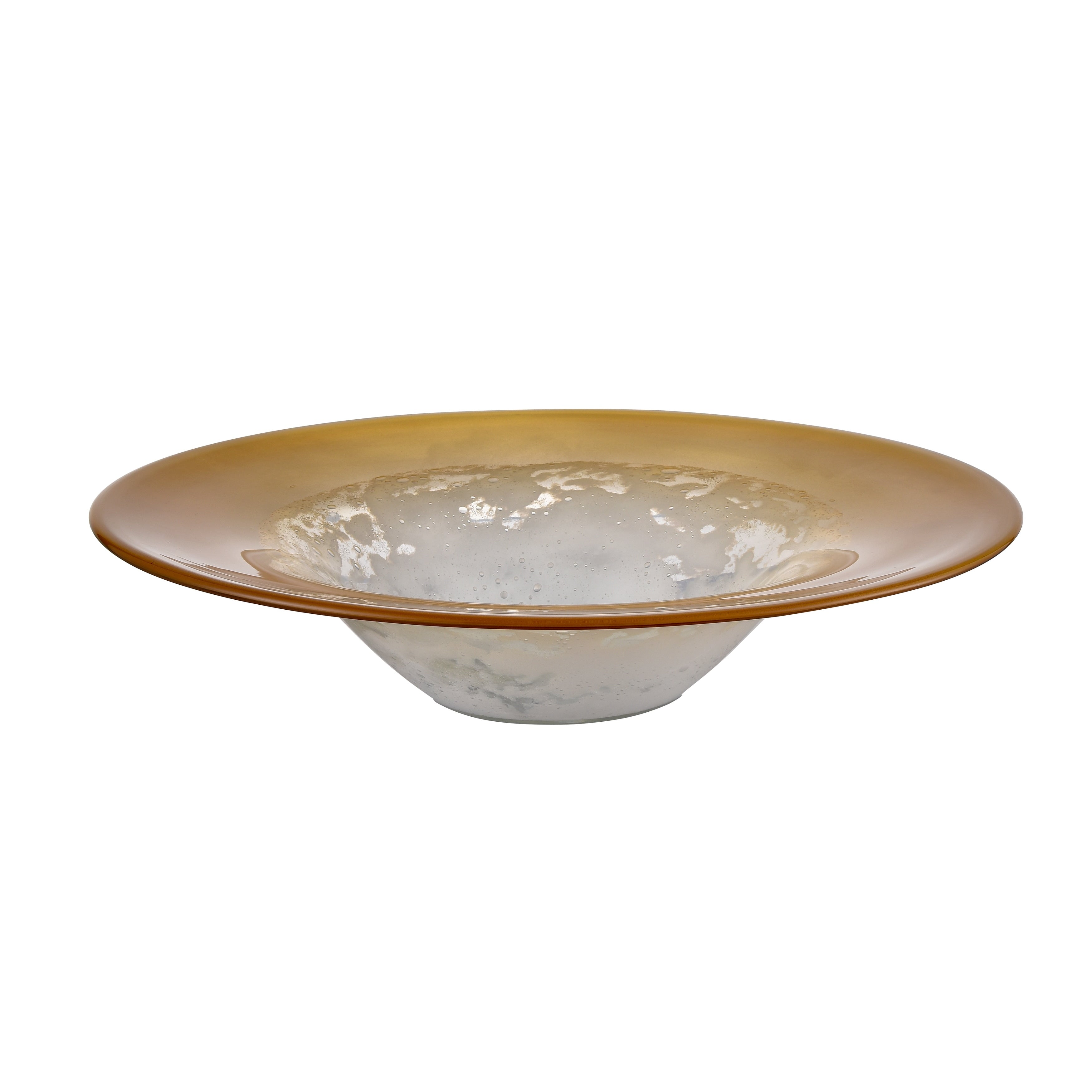 Atlas Nealon Ochre And Spotted Glass Bowl 16 Inch Wide