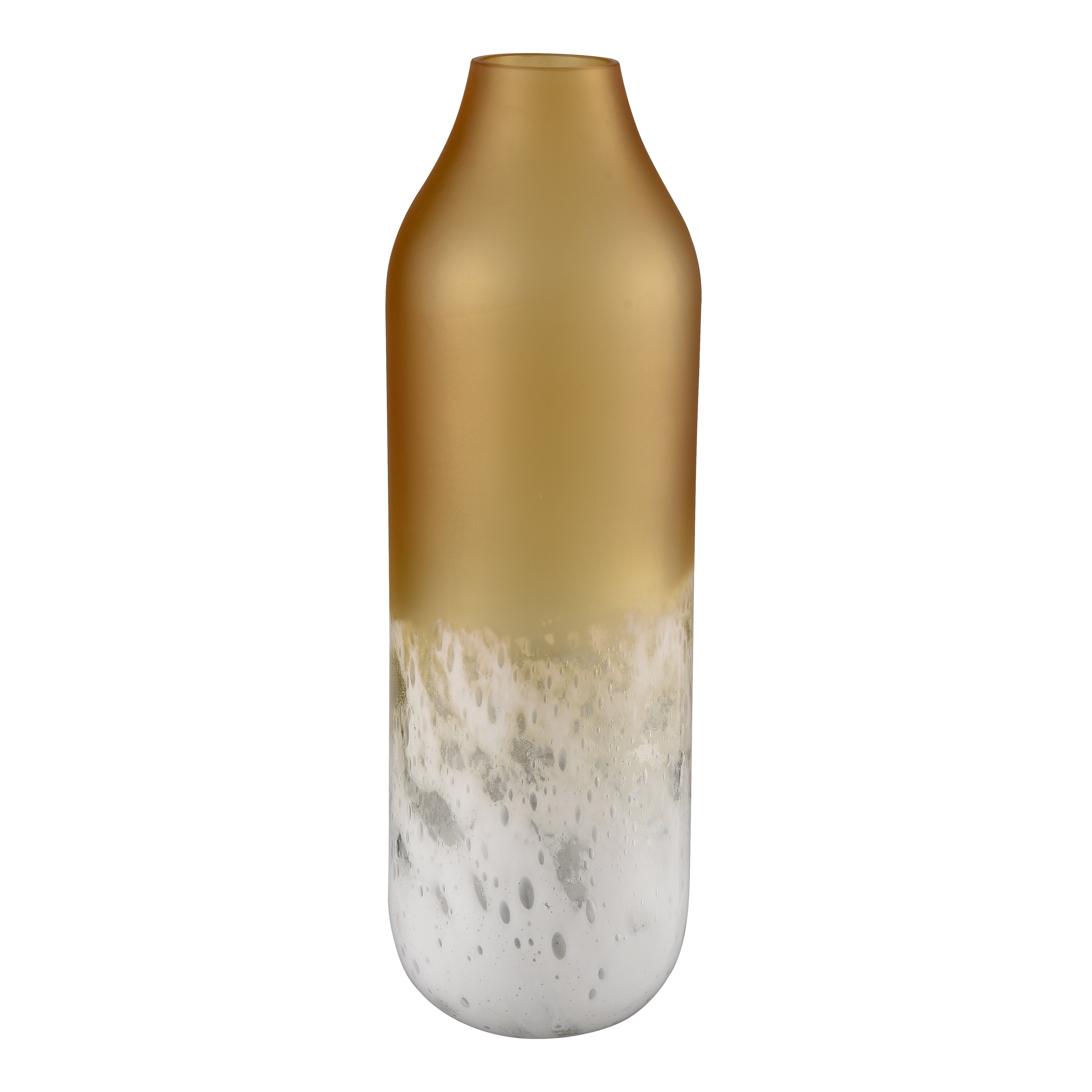 Atlas Nealon Yellow Ochre Ombre And White Glass Vase