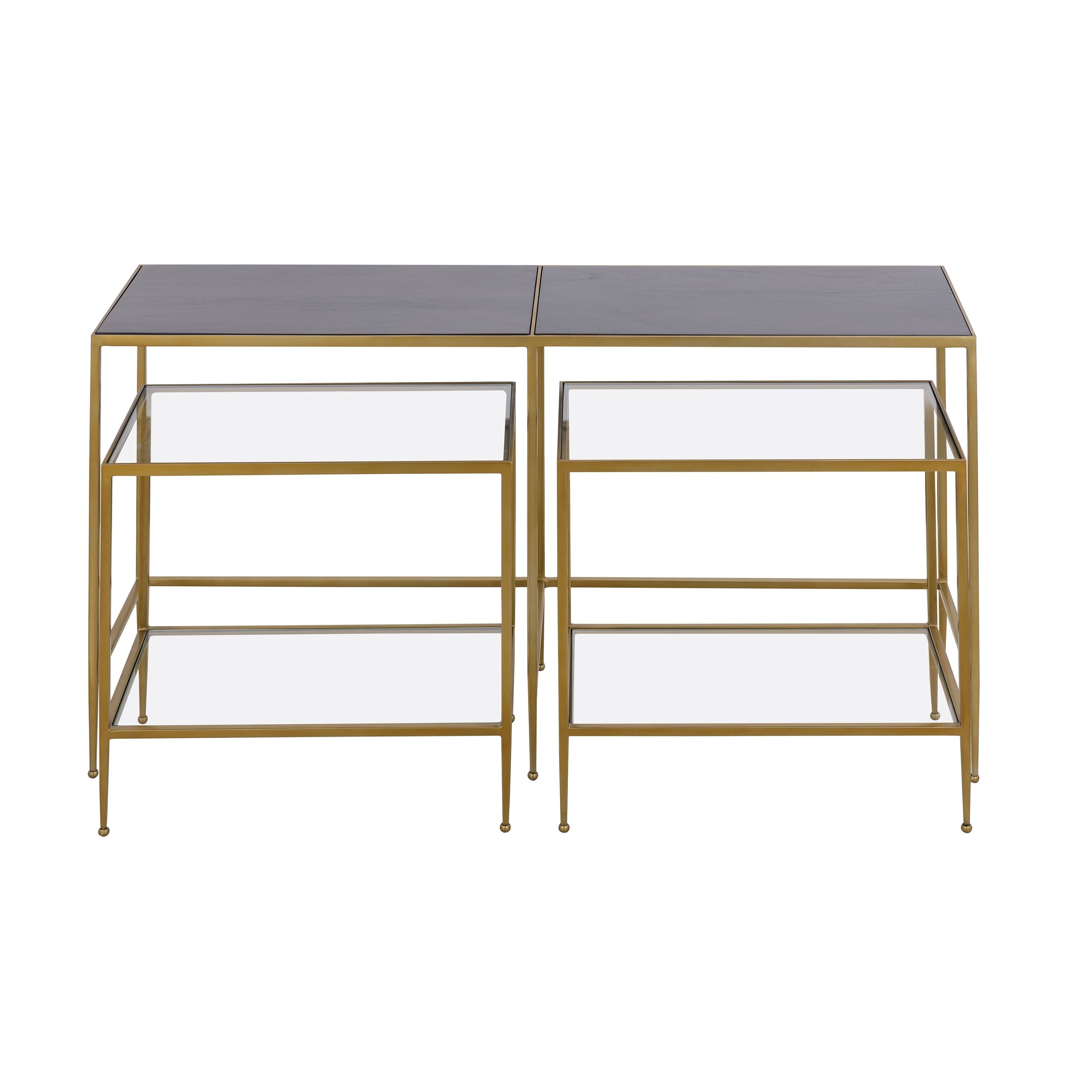 Atlas Nesting Metal And Mahogany Top Set Of 3 Console Tables 52 Inch W