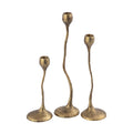 Atlas Rosen Set Of 3 Brass Finished Tapered Candle Holder 15.25 Inch H